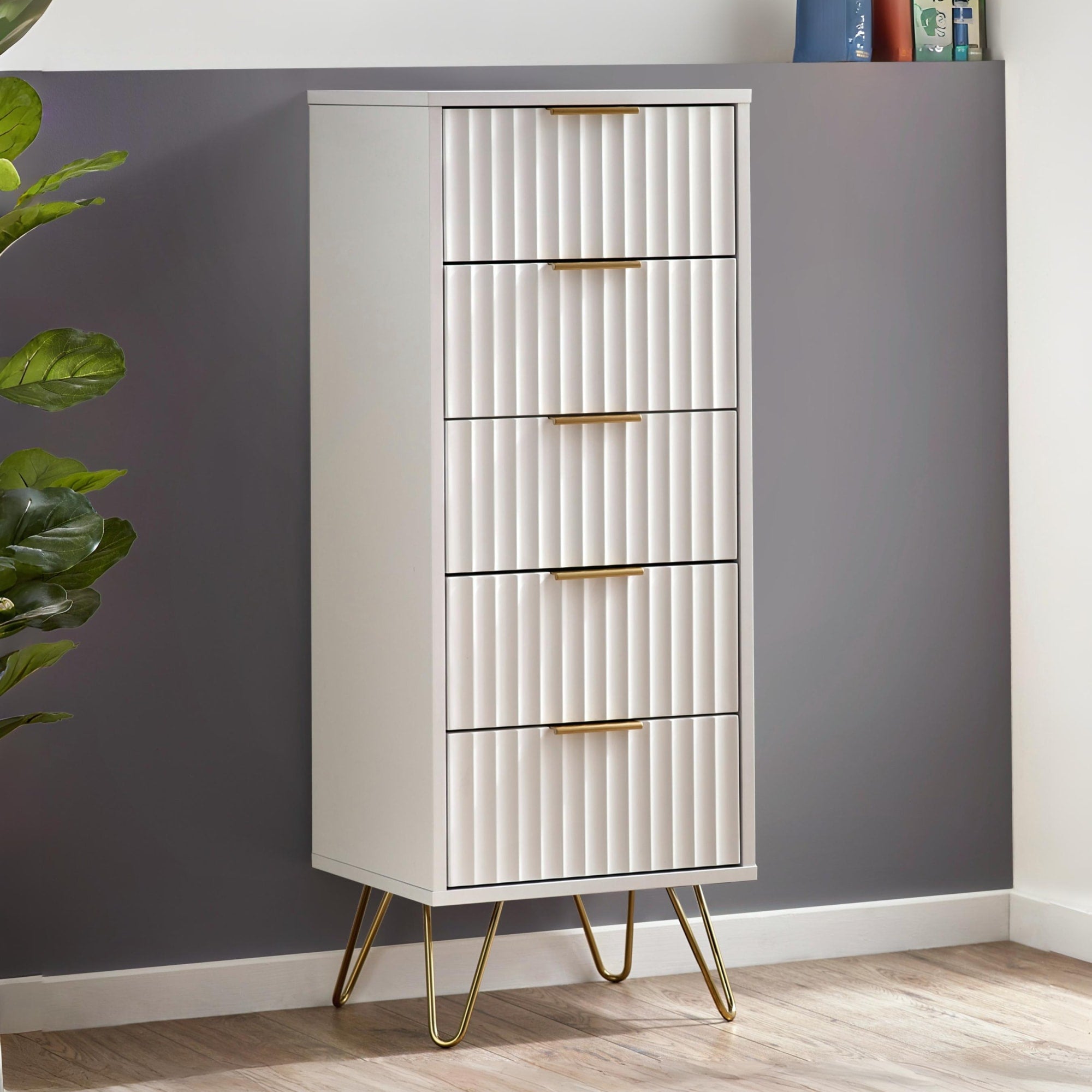 Murano 5 Drawer Tallboy - Matt White