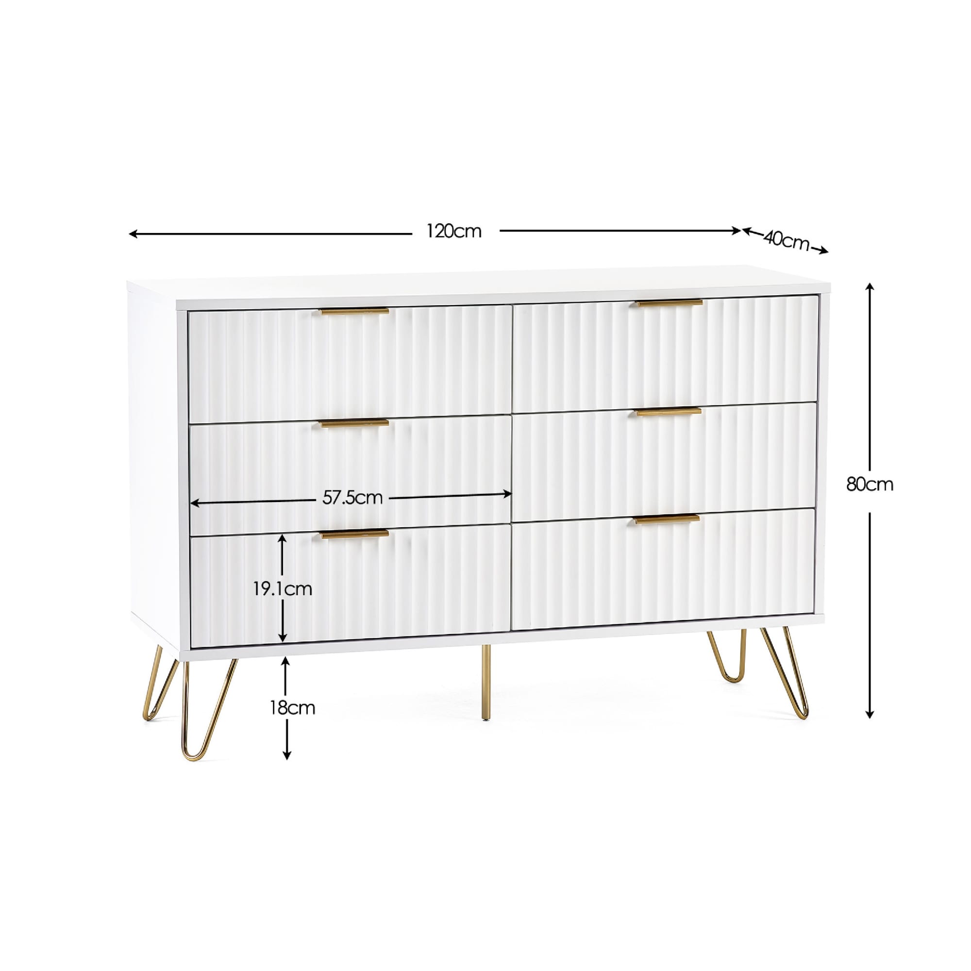 Murano 6 Drawer Chest - Matt White