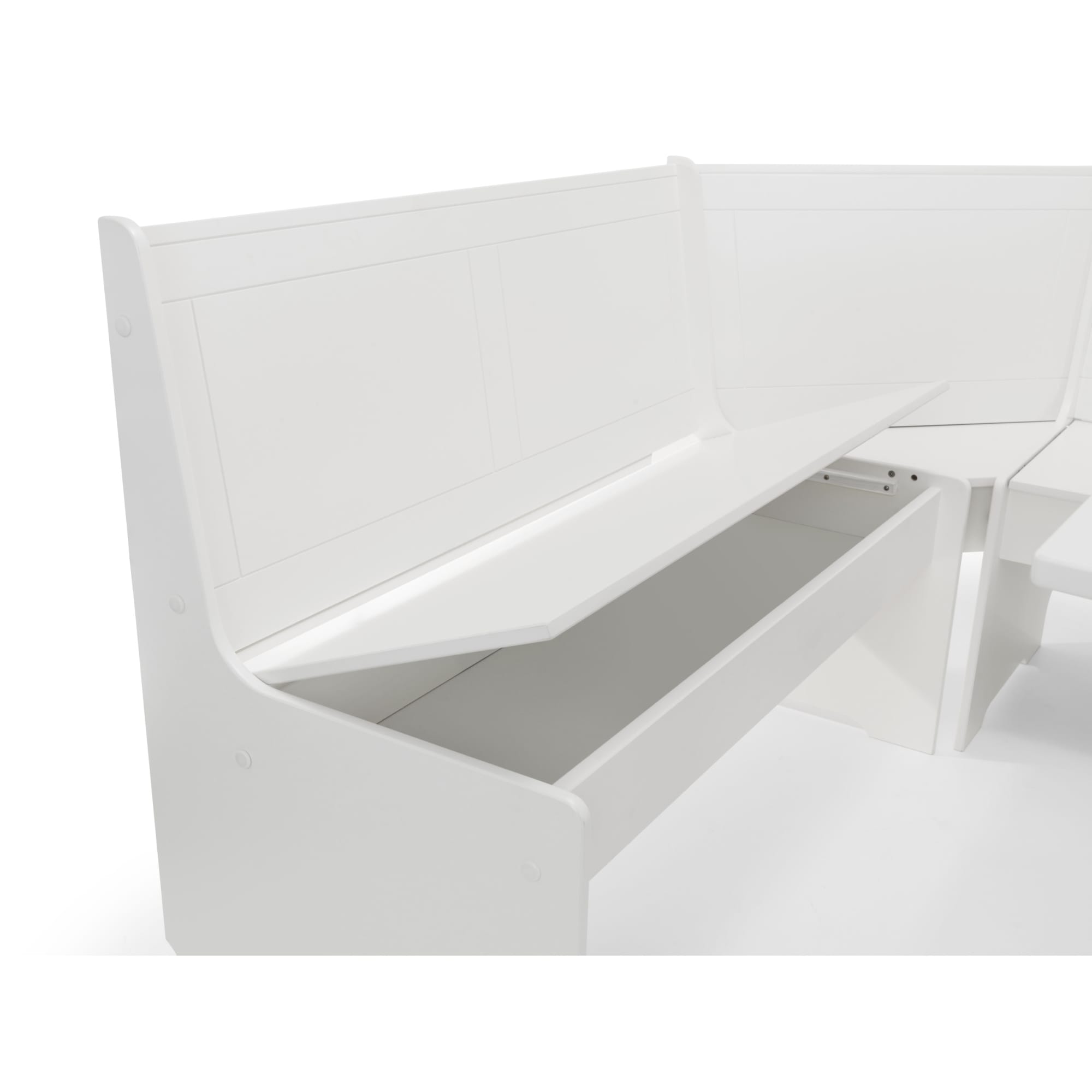 Newport Corner Dining Set With Storage Bench - Surf White