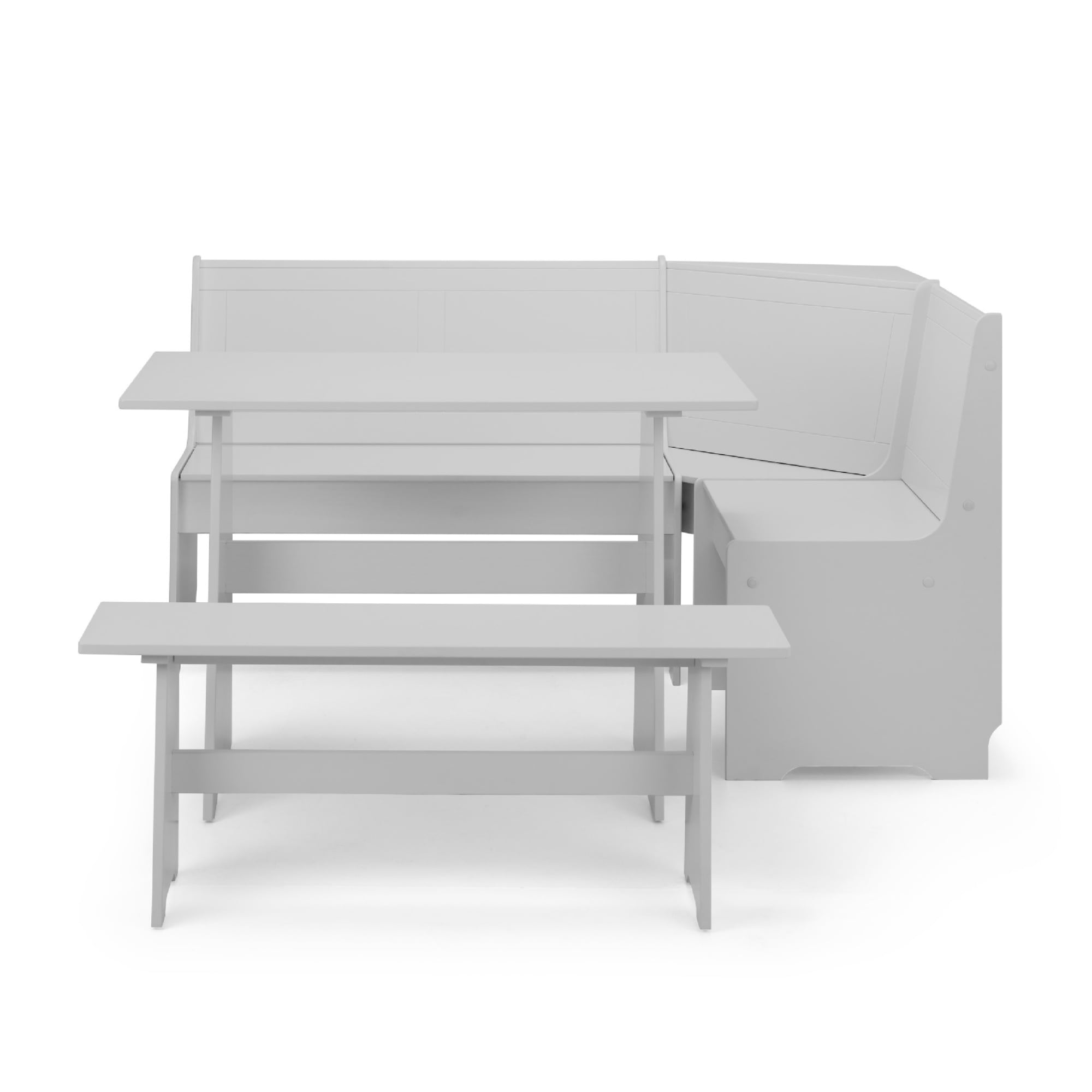 Newport Corner Dining Set With Storage Bench - Dove Grey