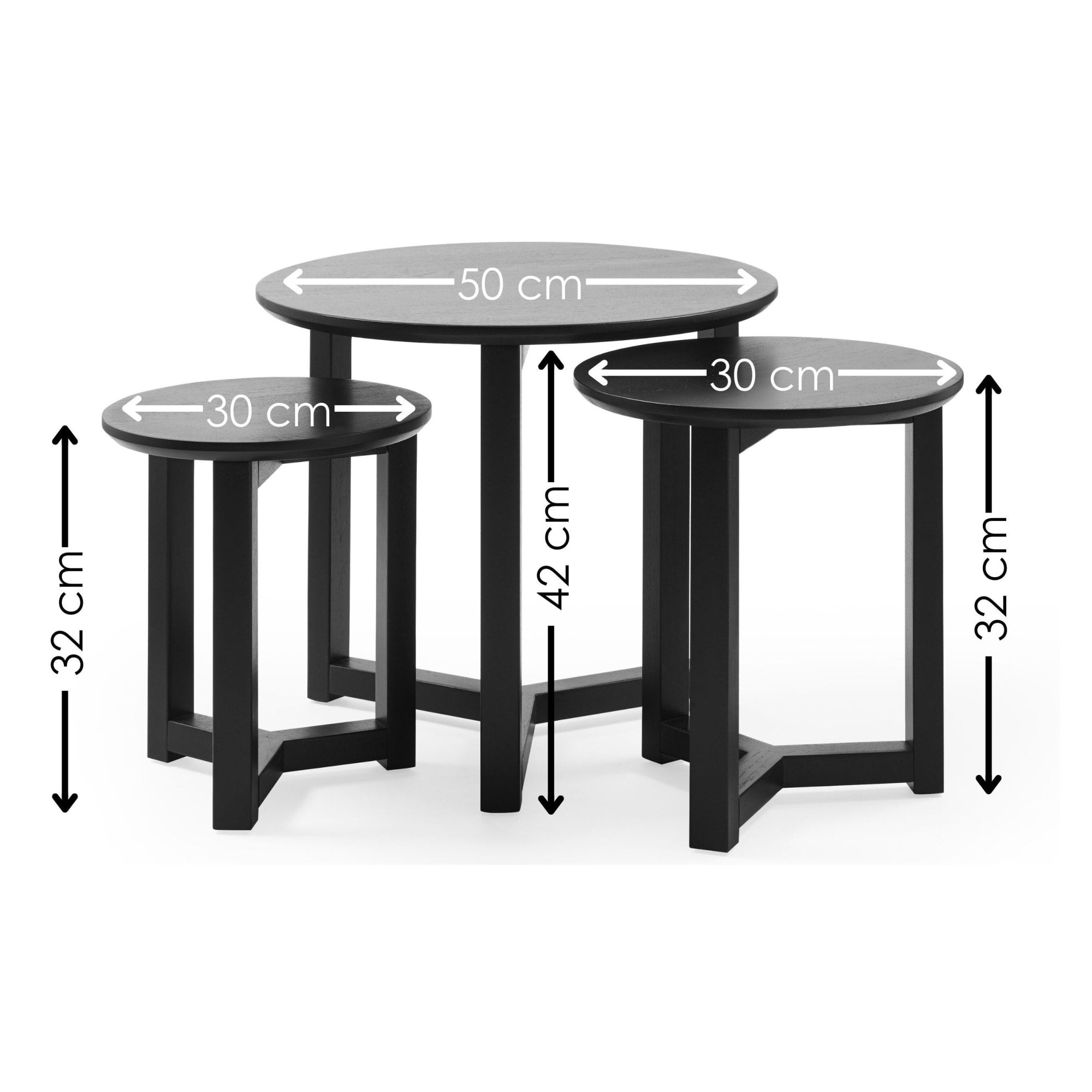 Nidri Black Nest Of 3 Tables