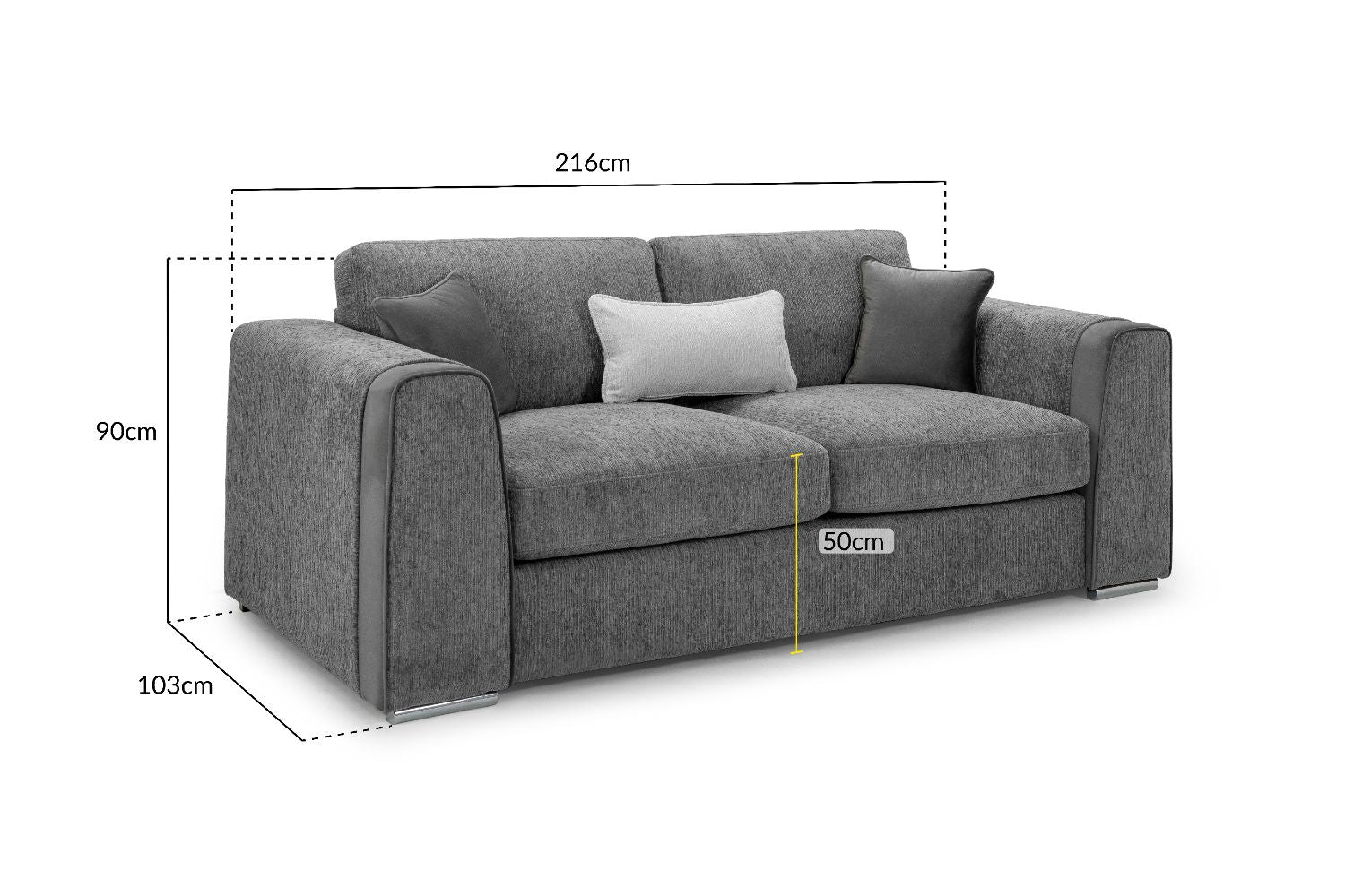 Naples Sofa Grey 3 Seater