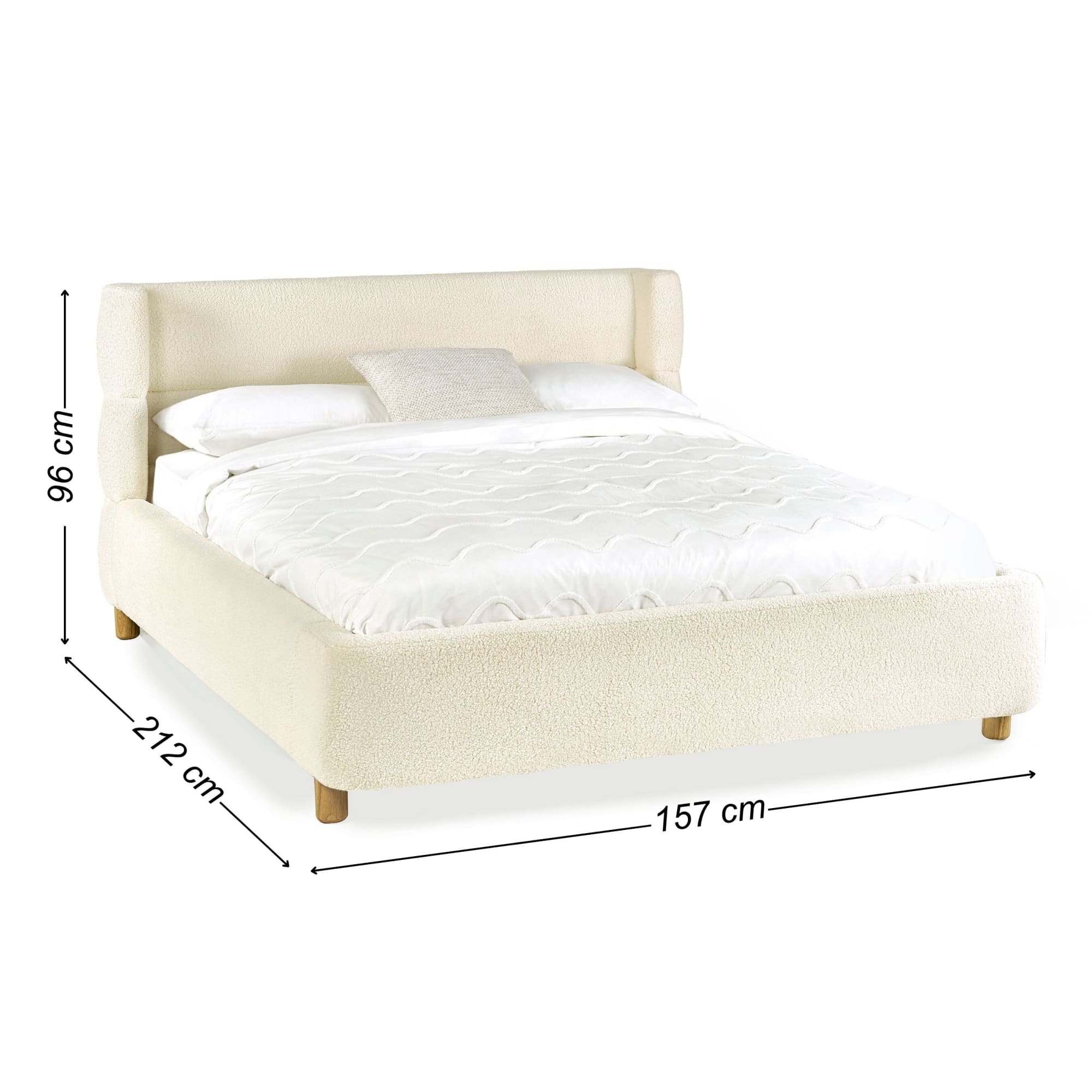Oberon Cream Boucl�� Upholstered 135 cm Double Bed