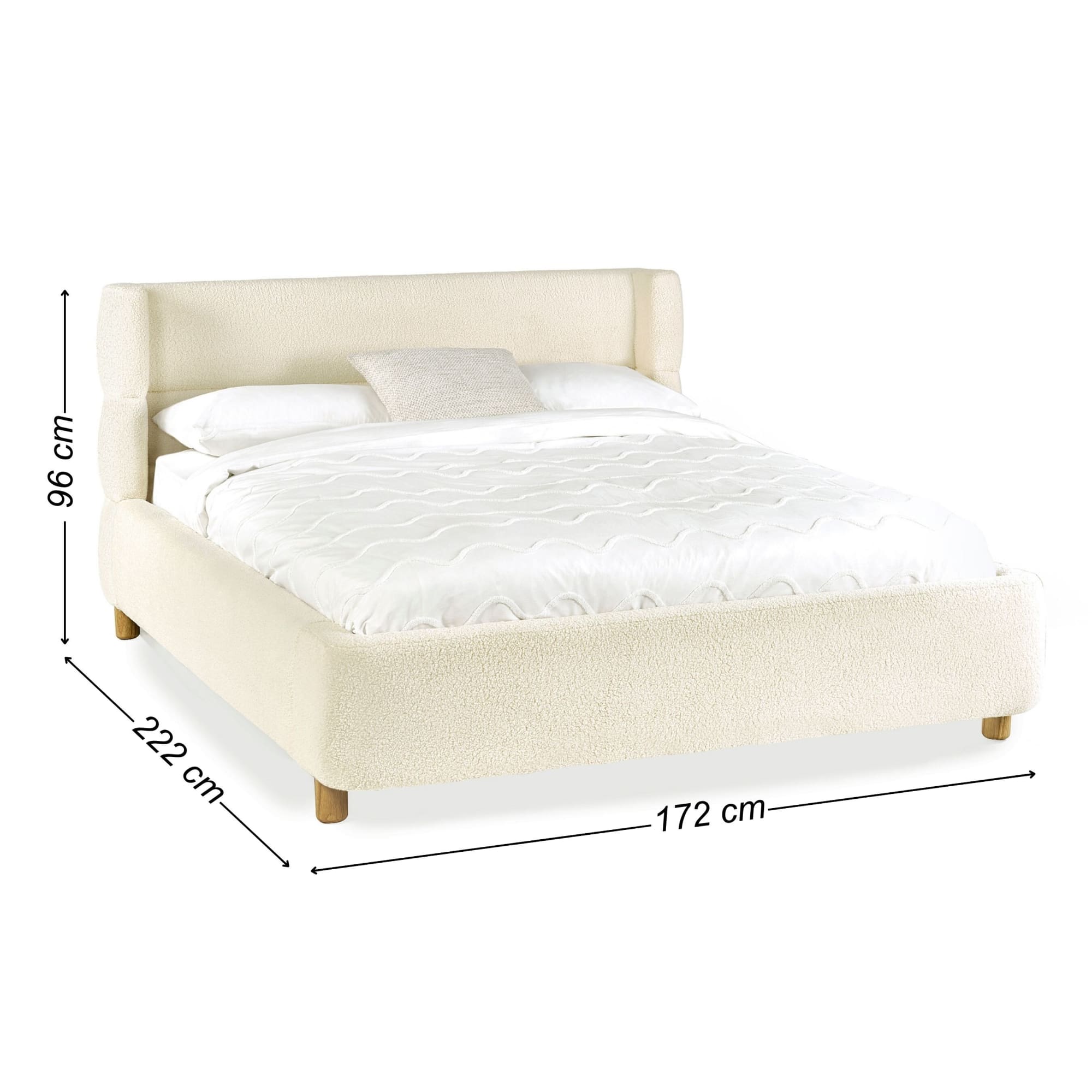 Oberon Cream Boucle Upholstered 150 cm King Bed