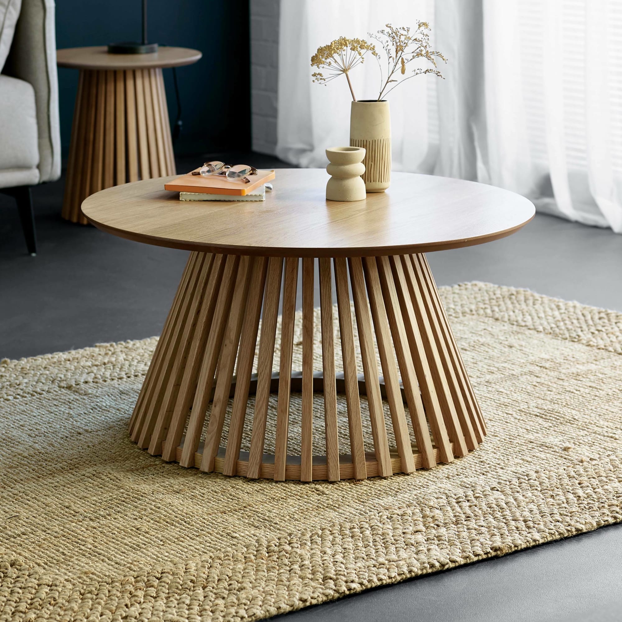 Ollie Natural Oak 80cm Round Coffee Table