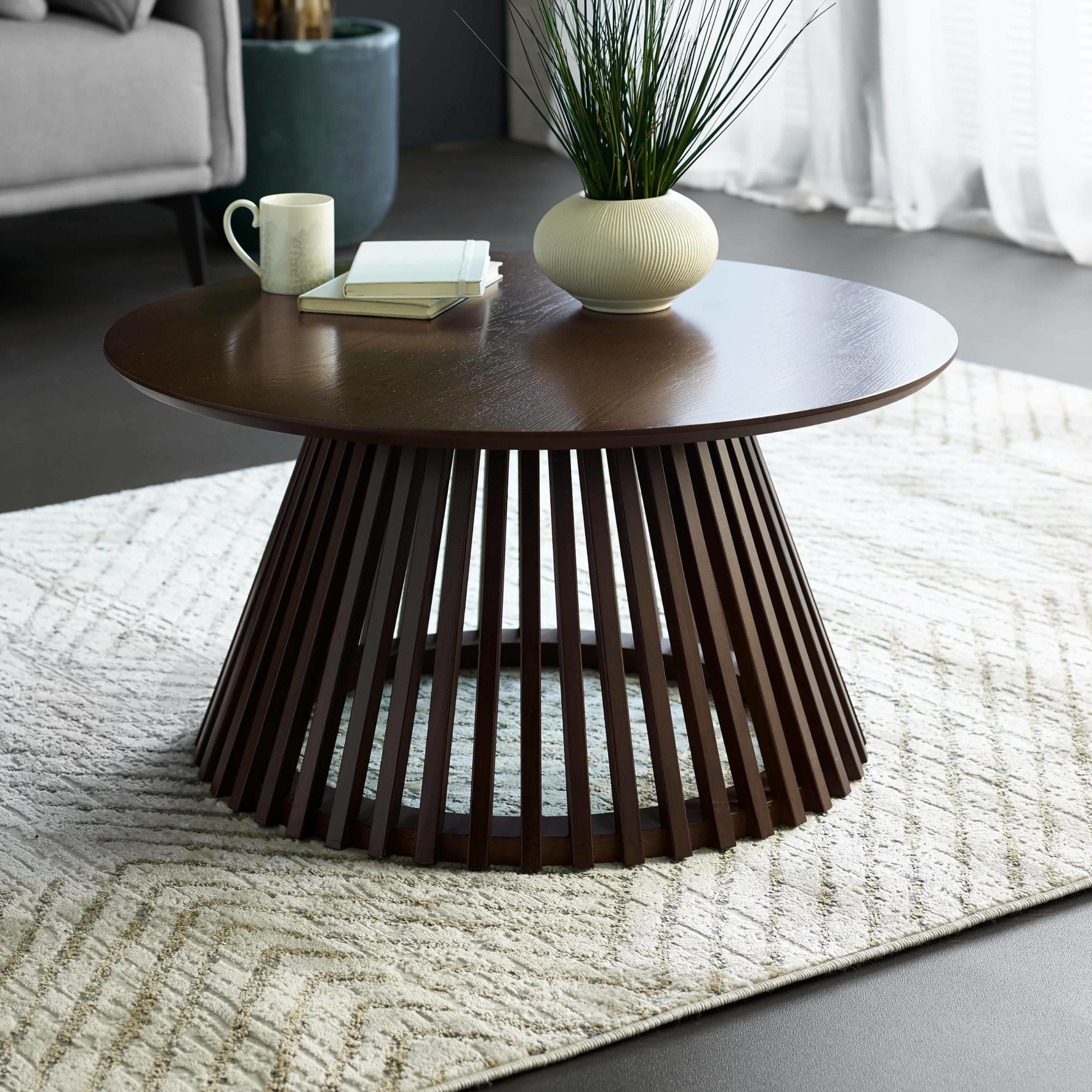 Ollie Dark Oak 80cm Round Coffee Table