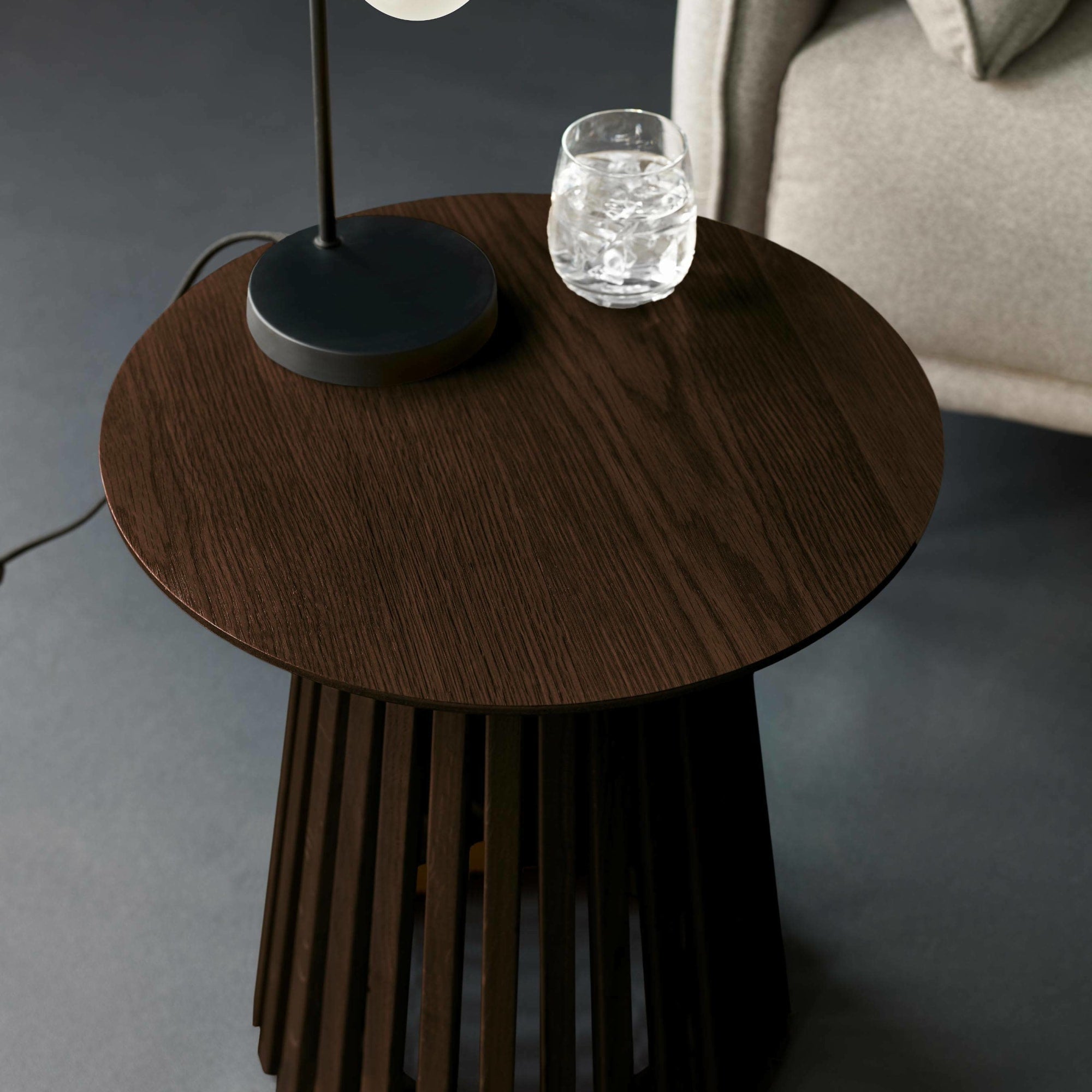 Ollie Dark Oak 45cm Round Lamp Table