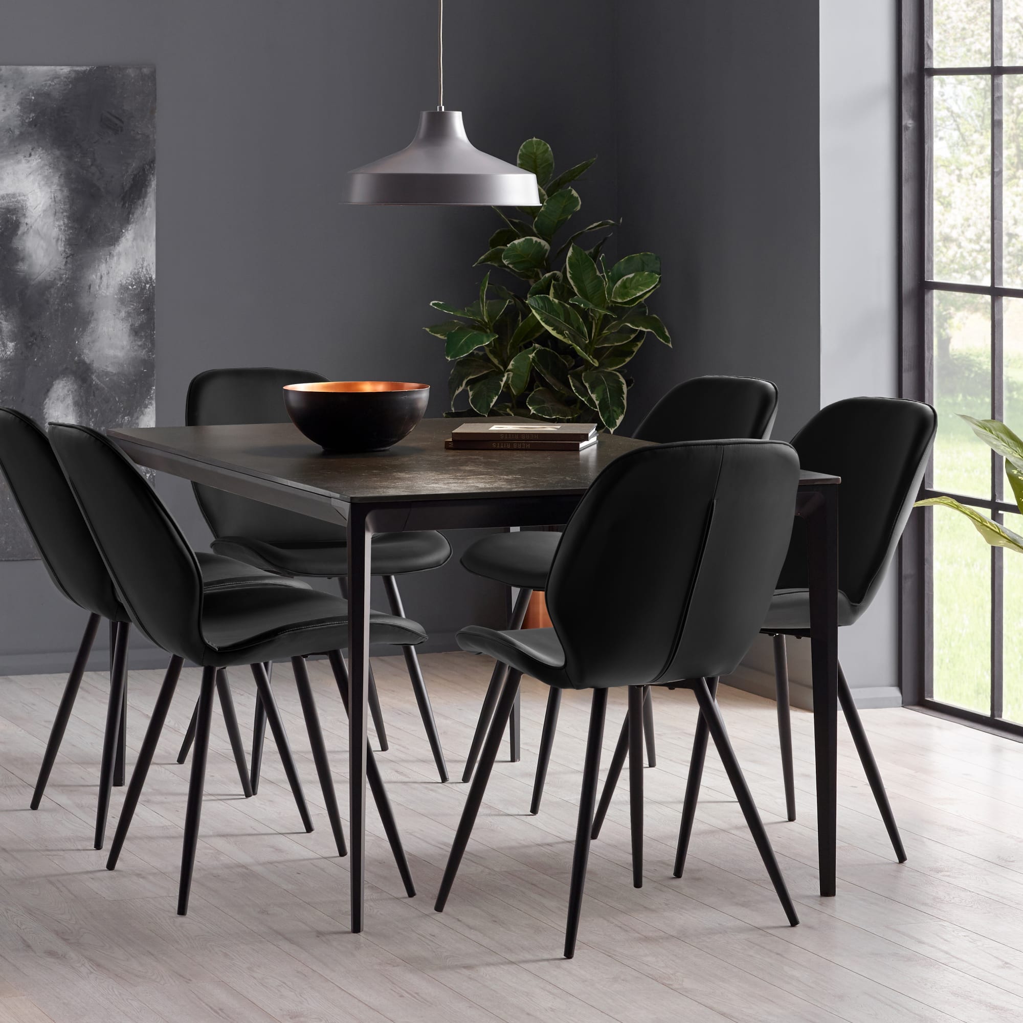 Set of 2 Otto Black Faux Leather Dining Chairs