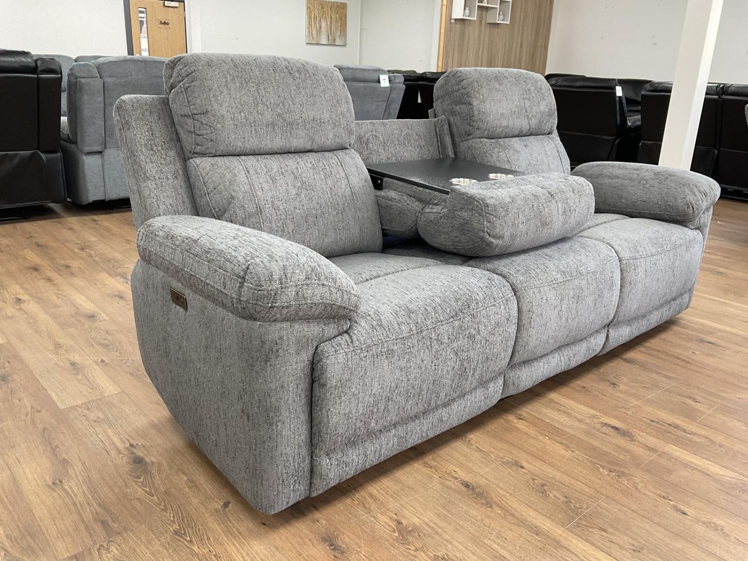Owen Electric Recliner Sofa Grey 3 Seater