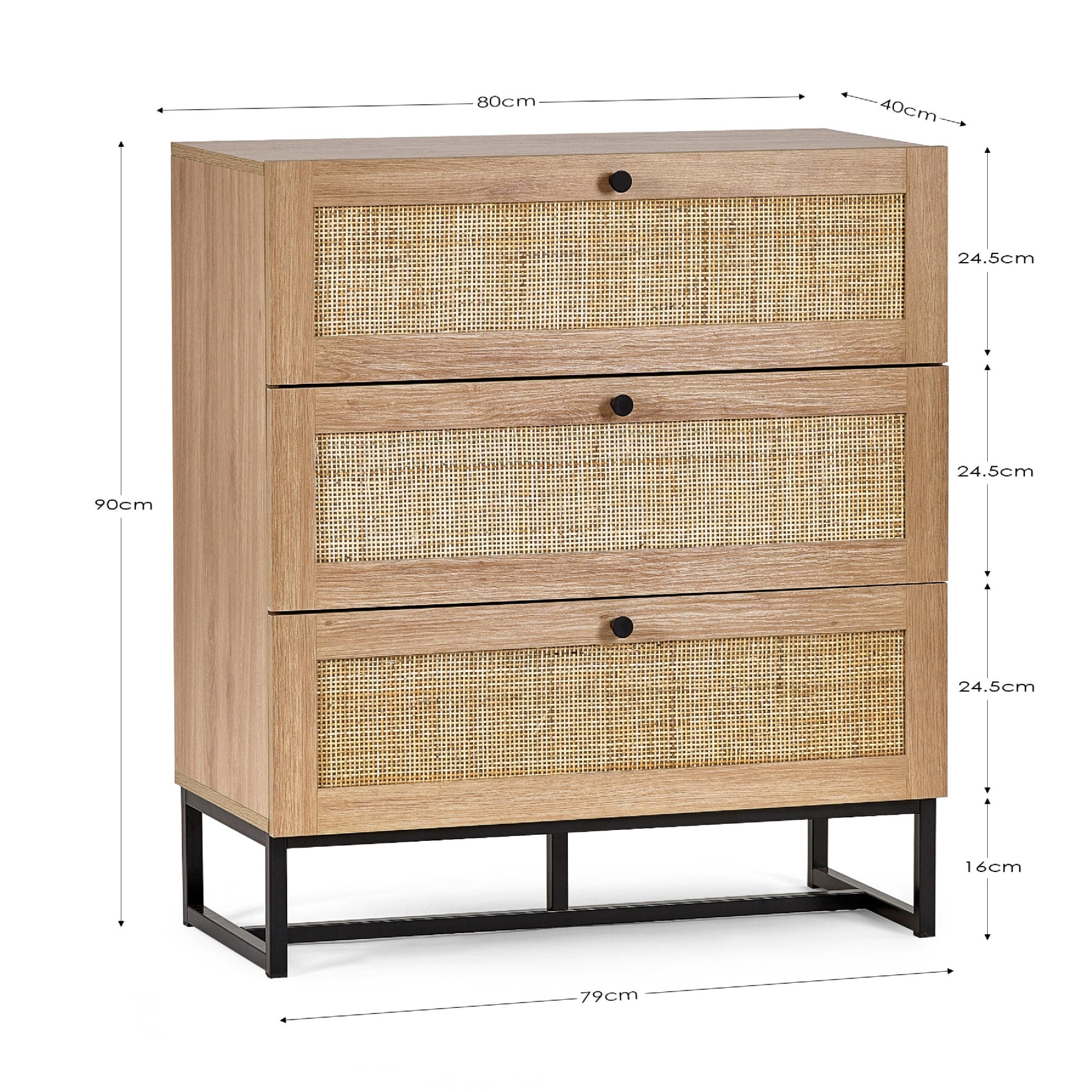 Padstow 3 Drawer Chest - Oak