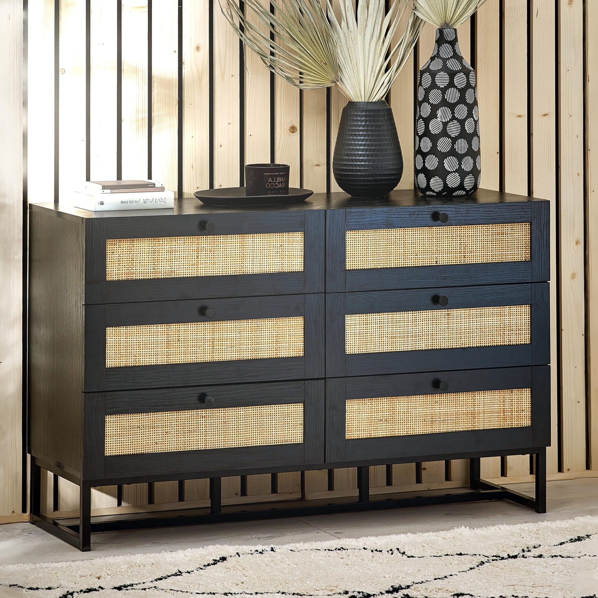 Padstow 6 Drawer Chest - Black