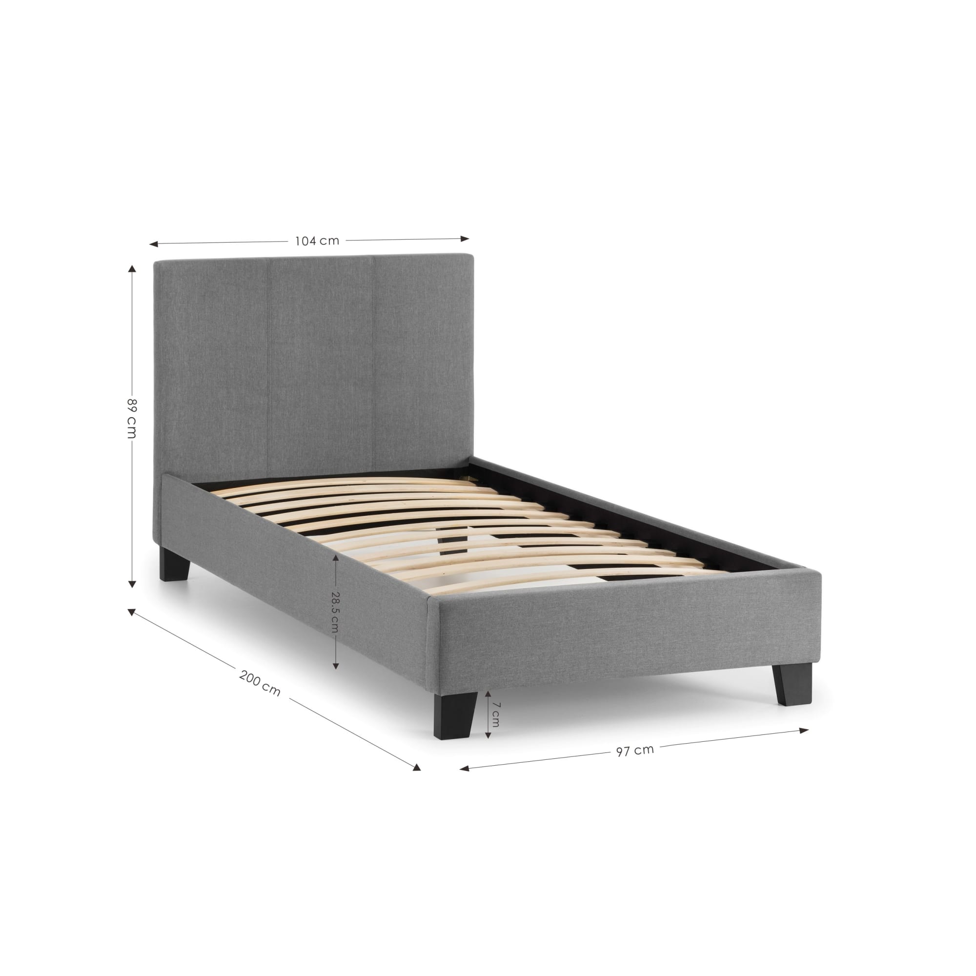 Rialto 90cm Single Bed Light Grey