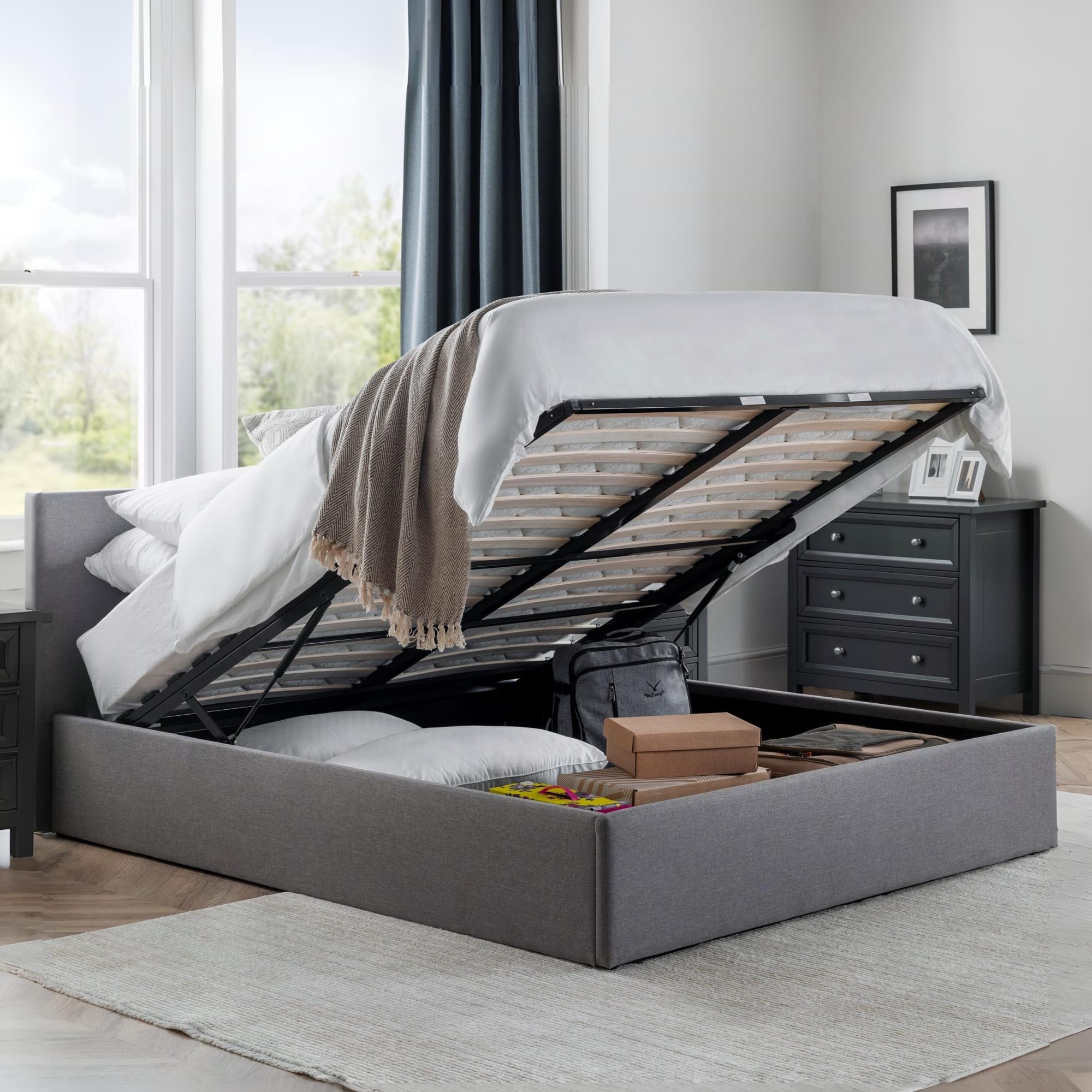 Rialto Ottoman Storage 135cm Double Bed Light Grey