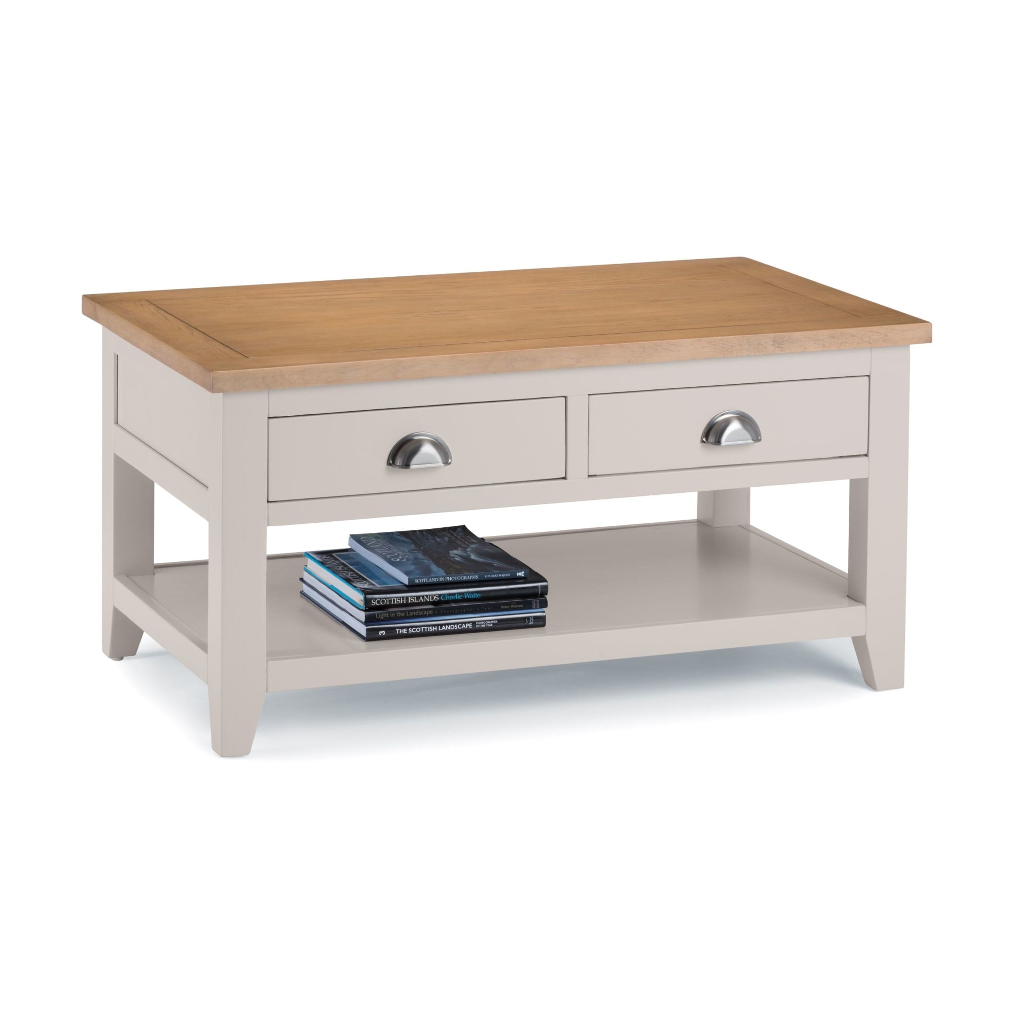 Richmond Coffee Table With 2 Drawers - Grey/Pale Oak