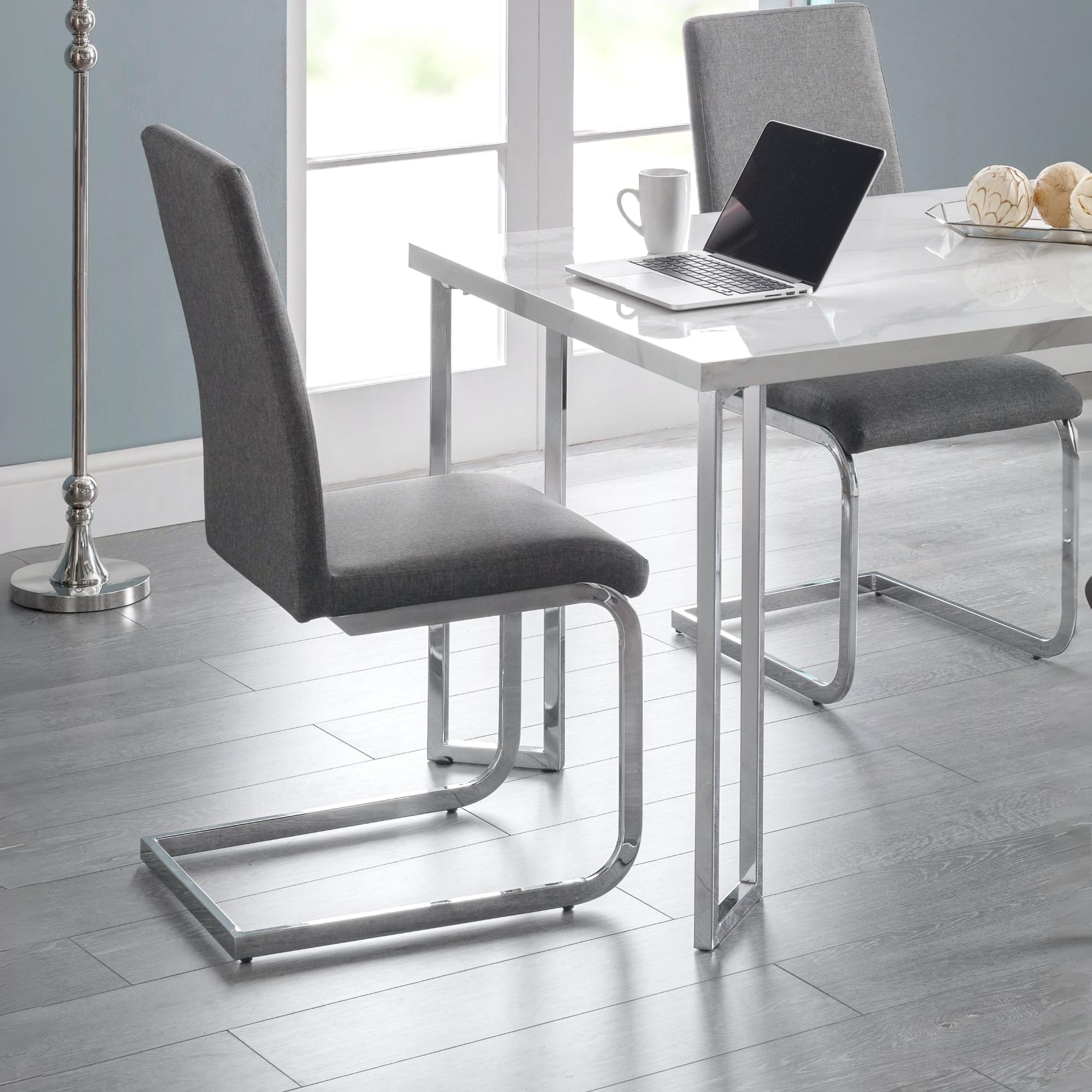 Set Of 2 Roma Cantilever Dining Chairs Slate Grey