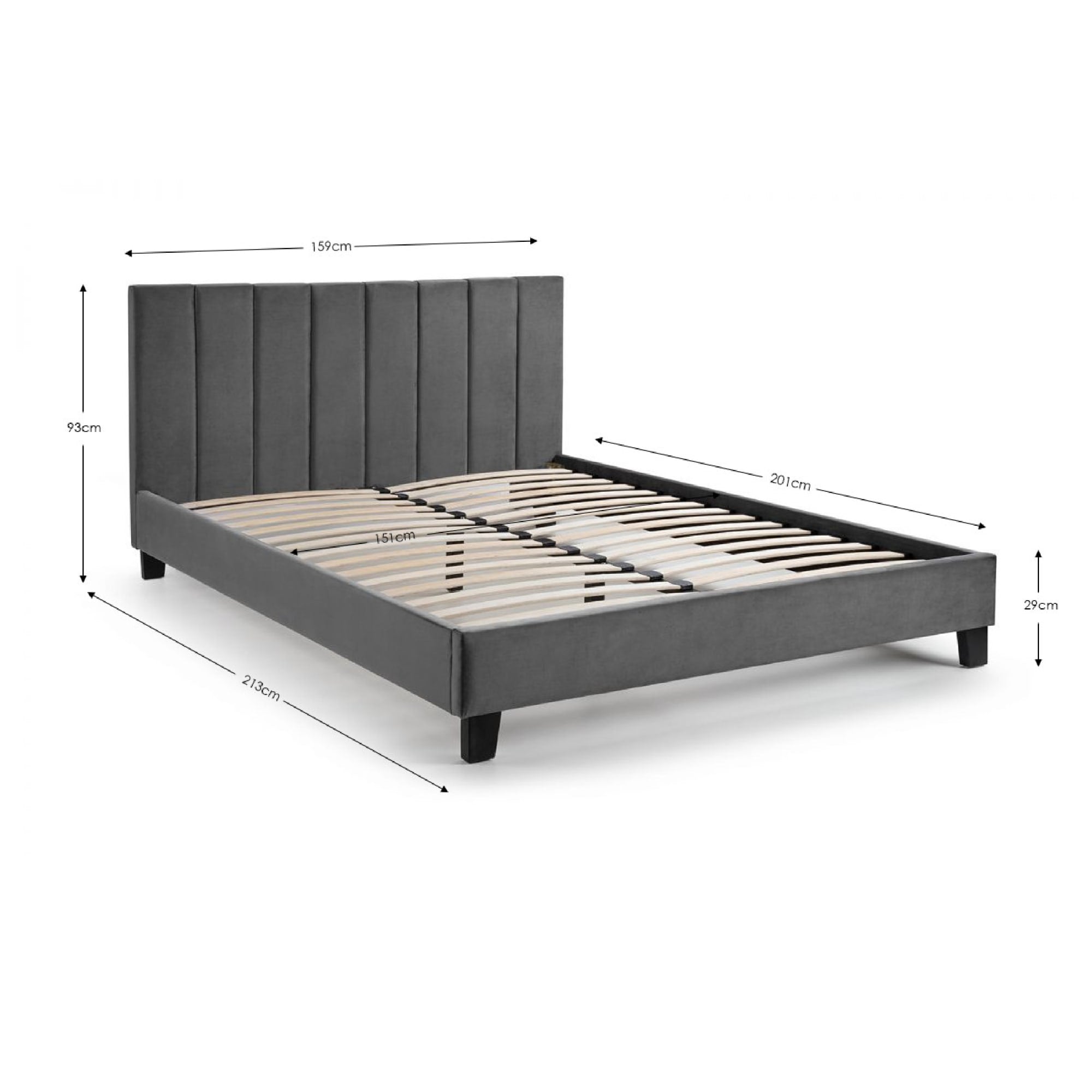 Rosa Grey Velvet Upholstered 135cm Double Bed