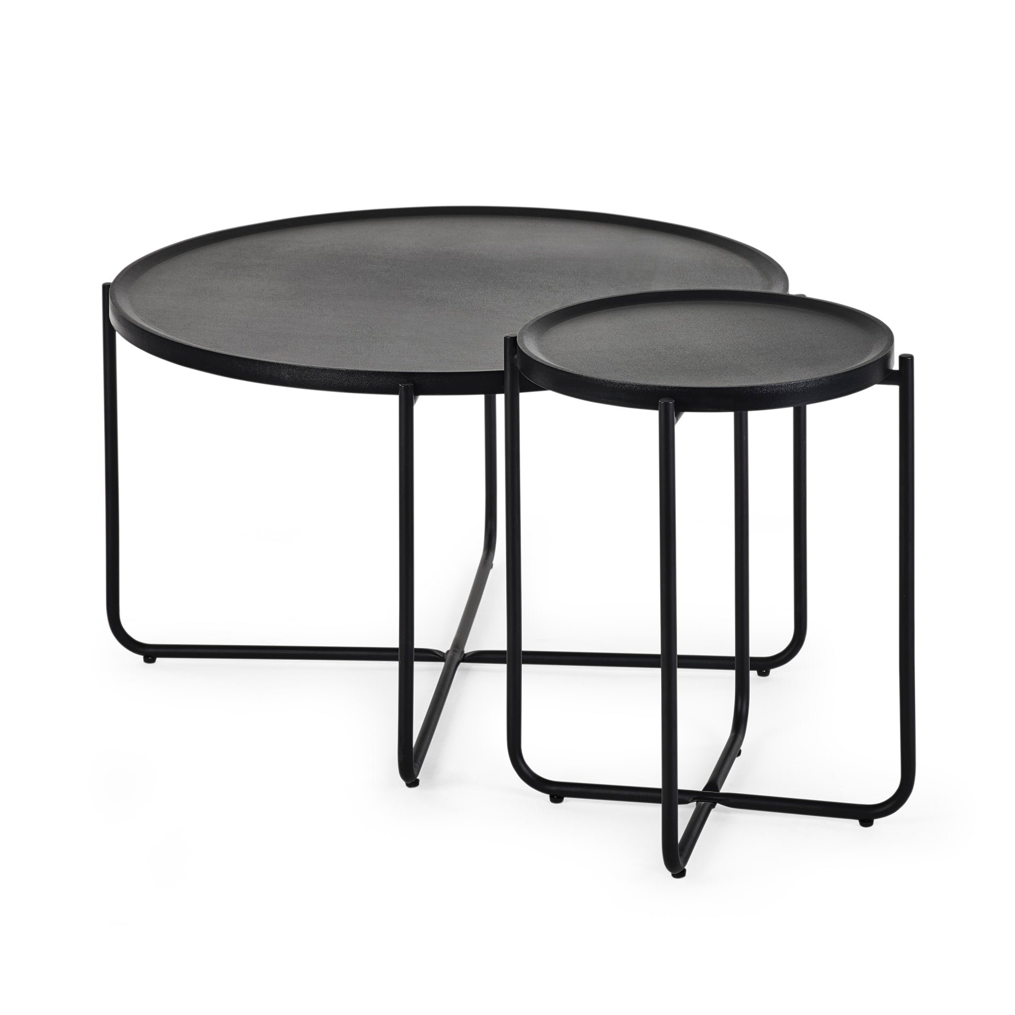 Sagrada Round Black Coffee and Lamp Table Set