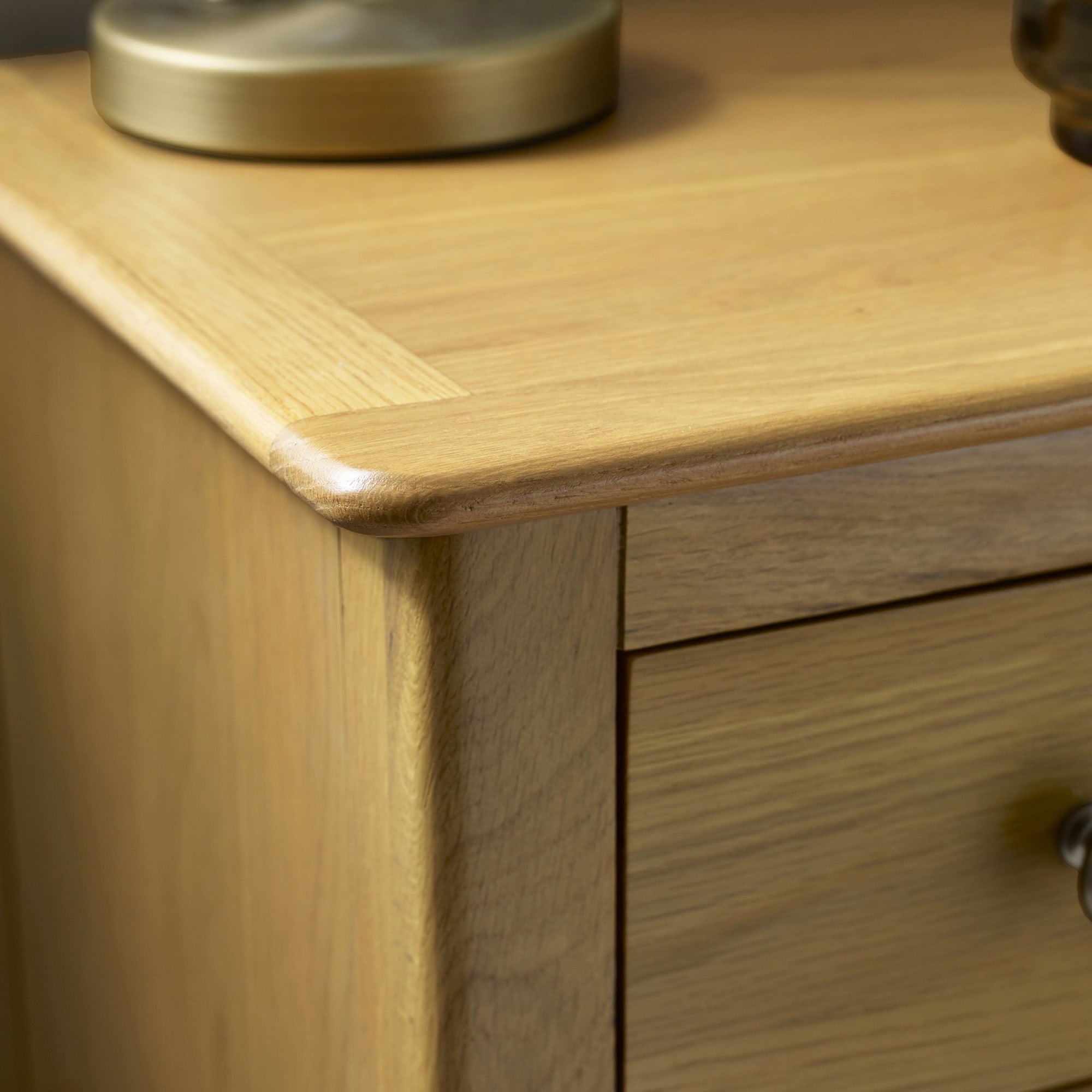 Somerset Oak Compact 3 Drawer Bedside Table