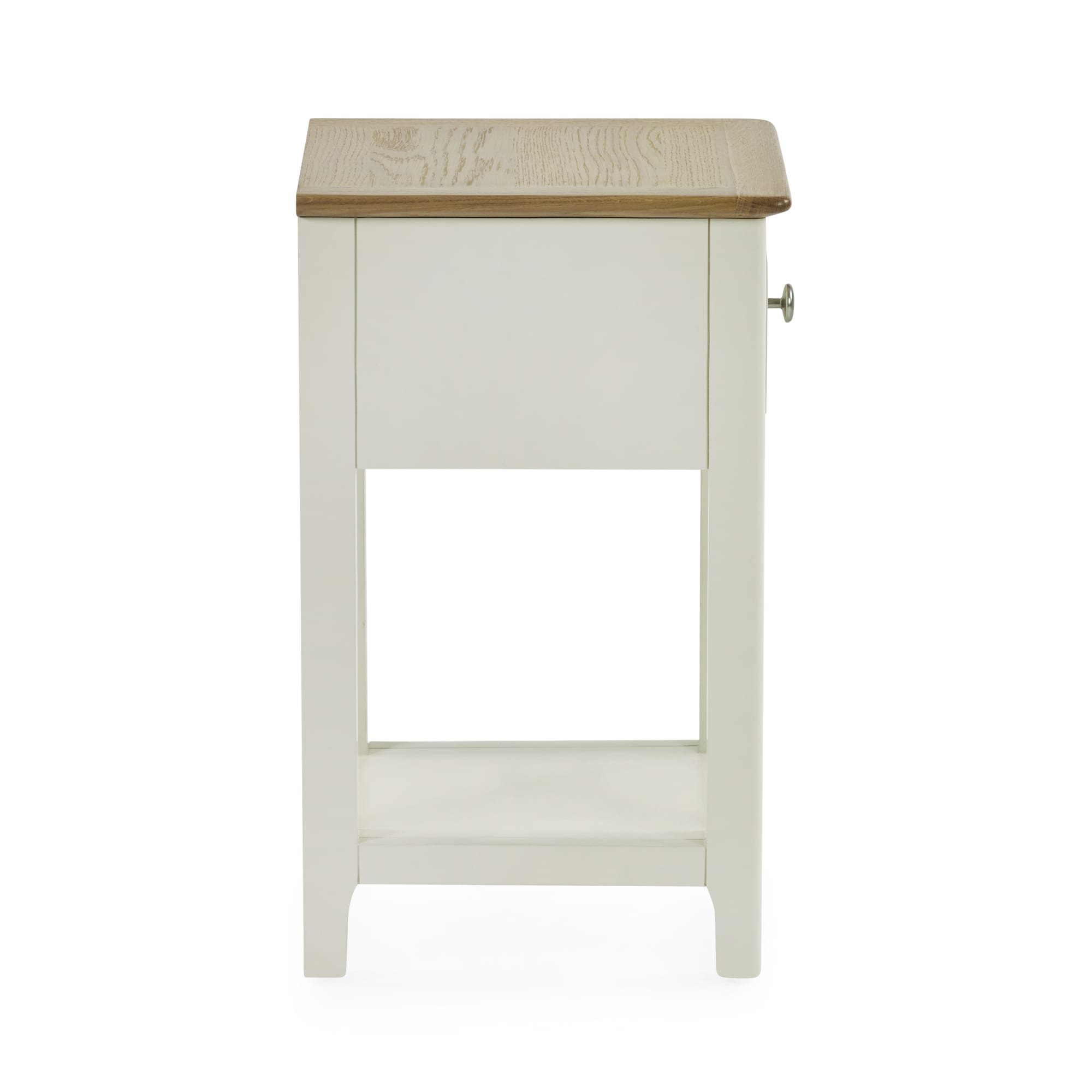 Somerset White and Oak Compact 1 Drawer Bedside Table with Shelf