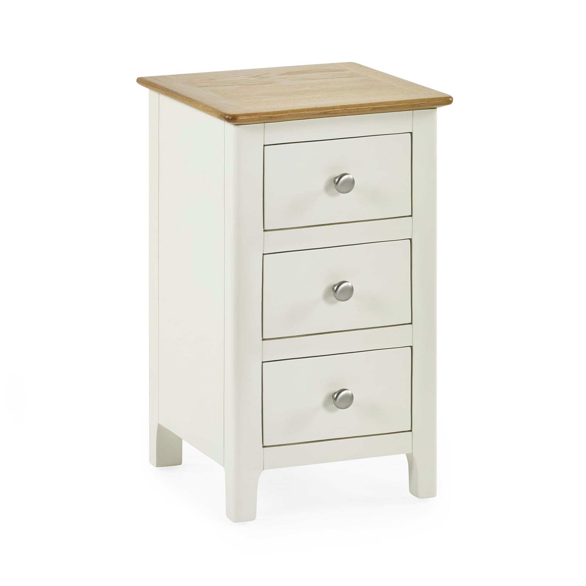 Somerset White and Oak Compact 3 Drawer Bedside Table