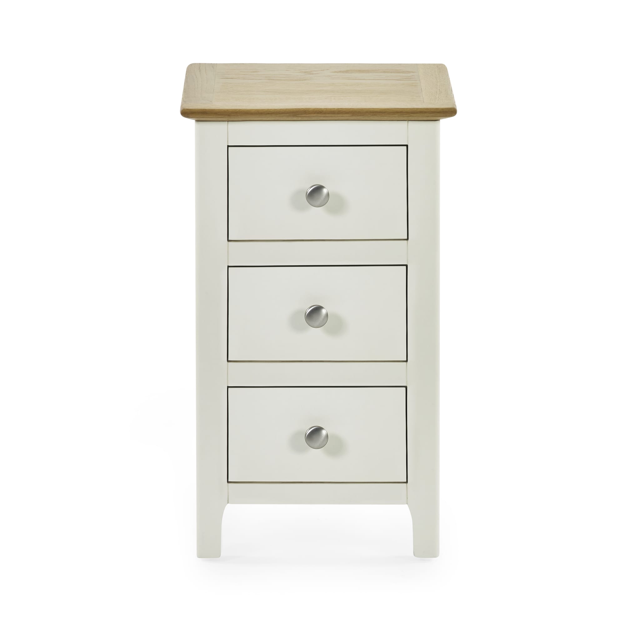 Somerset White and Oak Compact 3 Drawer Bedside Table