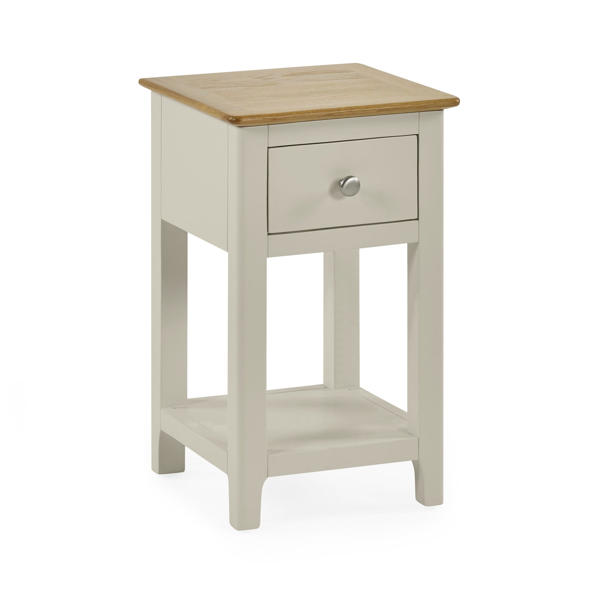 Somerset Truffle Grey and Oak Compact 1 Drawer Bedside Table with Shelf