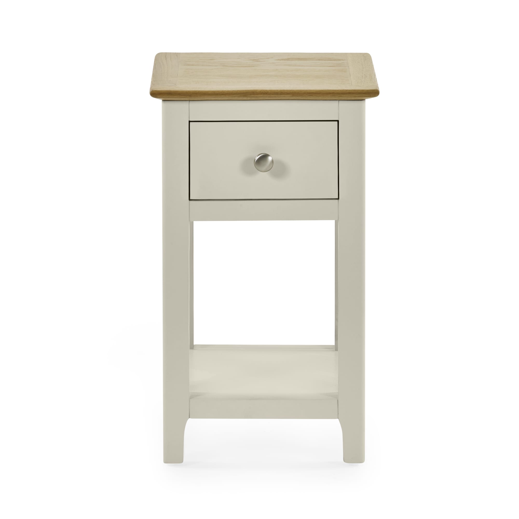 Somerset Truffle Grey and Oak Compact 1 Drawer Bedside Table with Shelf