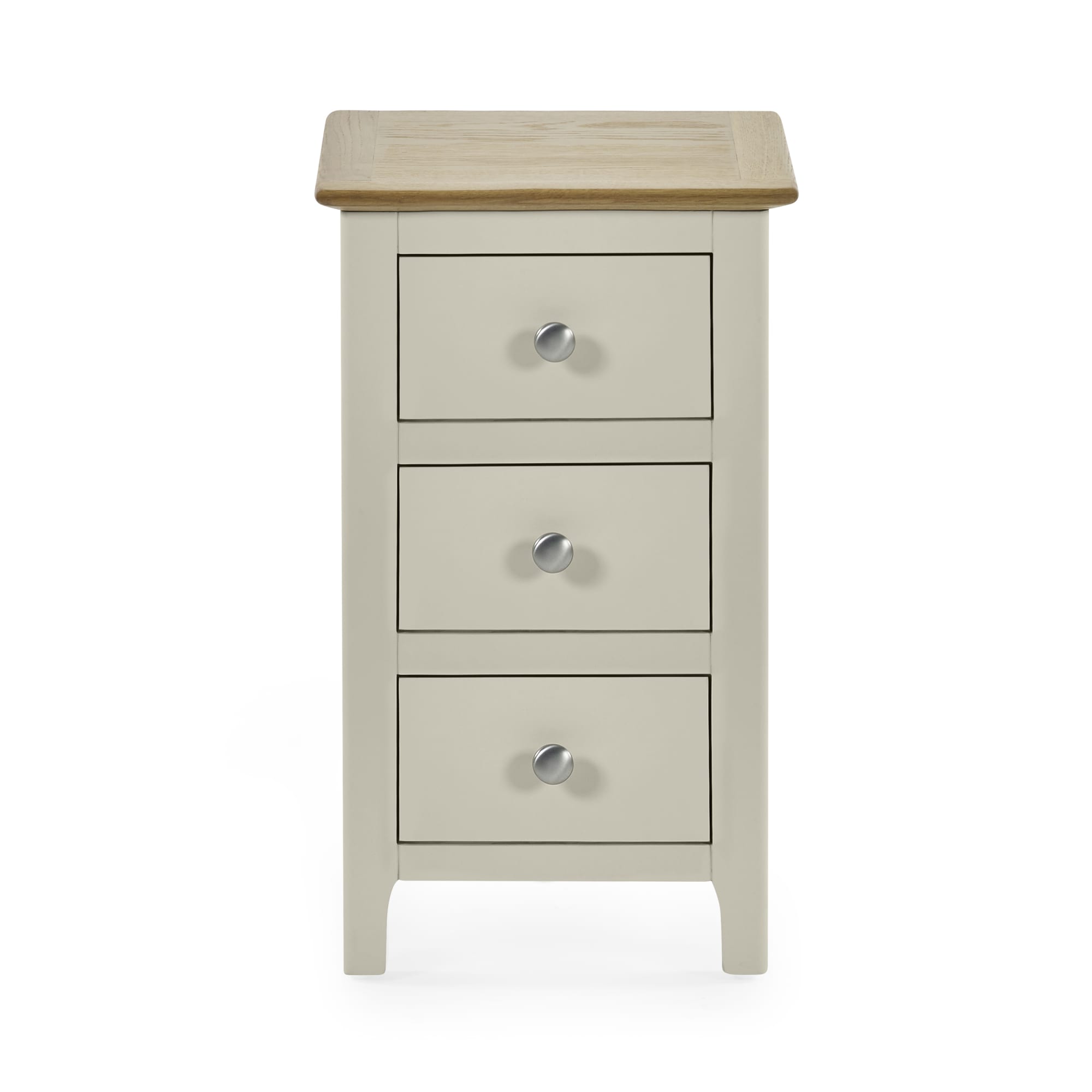 Somerset Truffle Grey and Oak Compact 3 Drawer Bedside Table