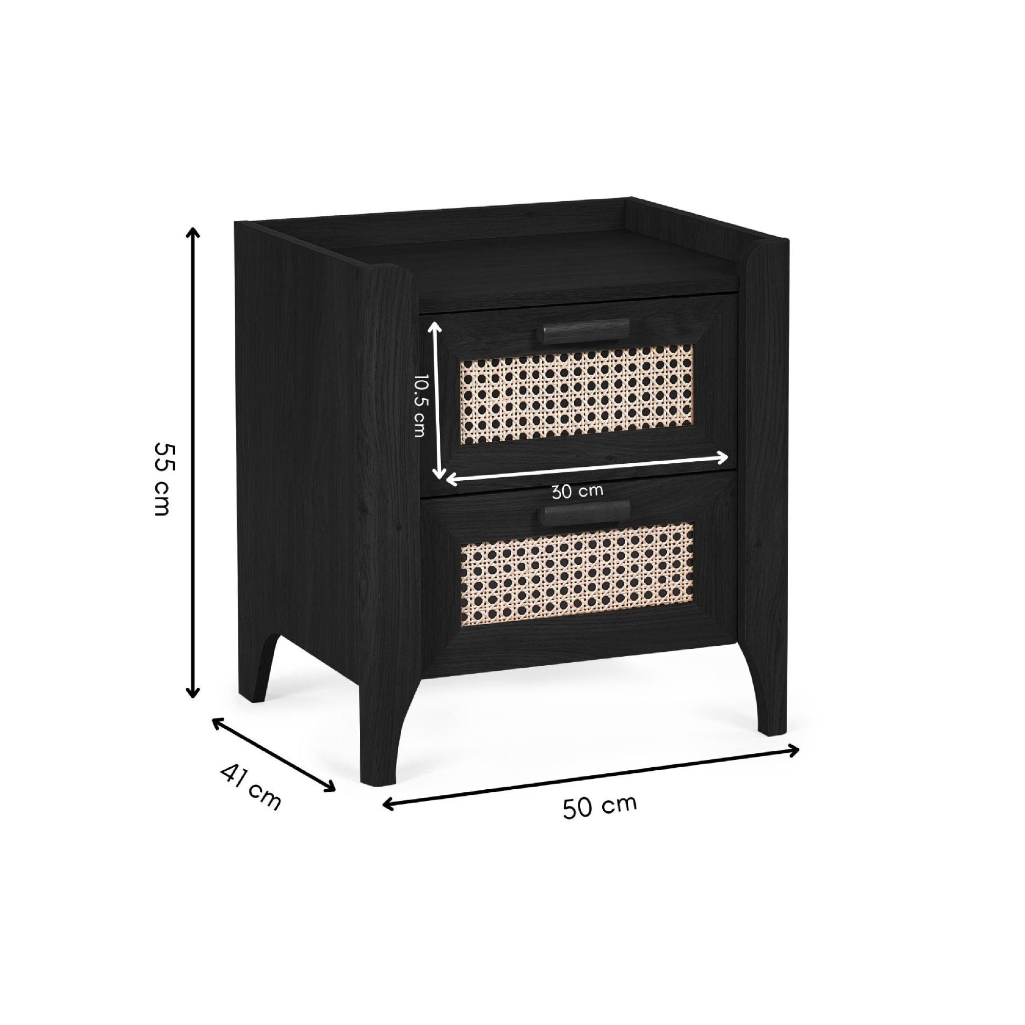 Sydney 2 Drawer Bedside - Black Ash