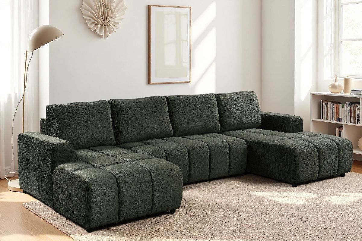 Shanghai Large Green U Shape Corner Sofabed