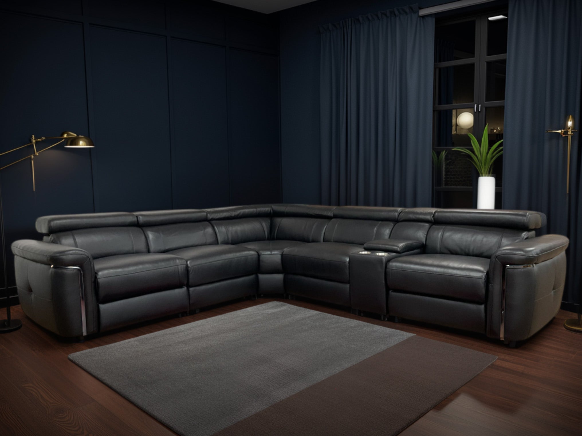 Somerville Electric Recliner Sofa Black Large Corner