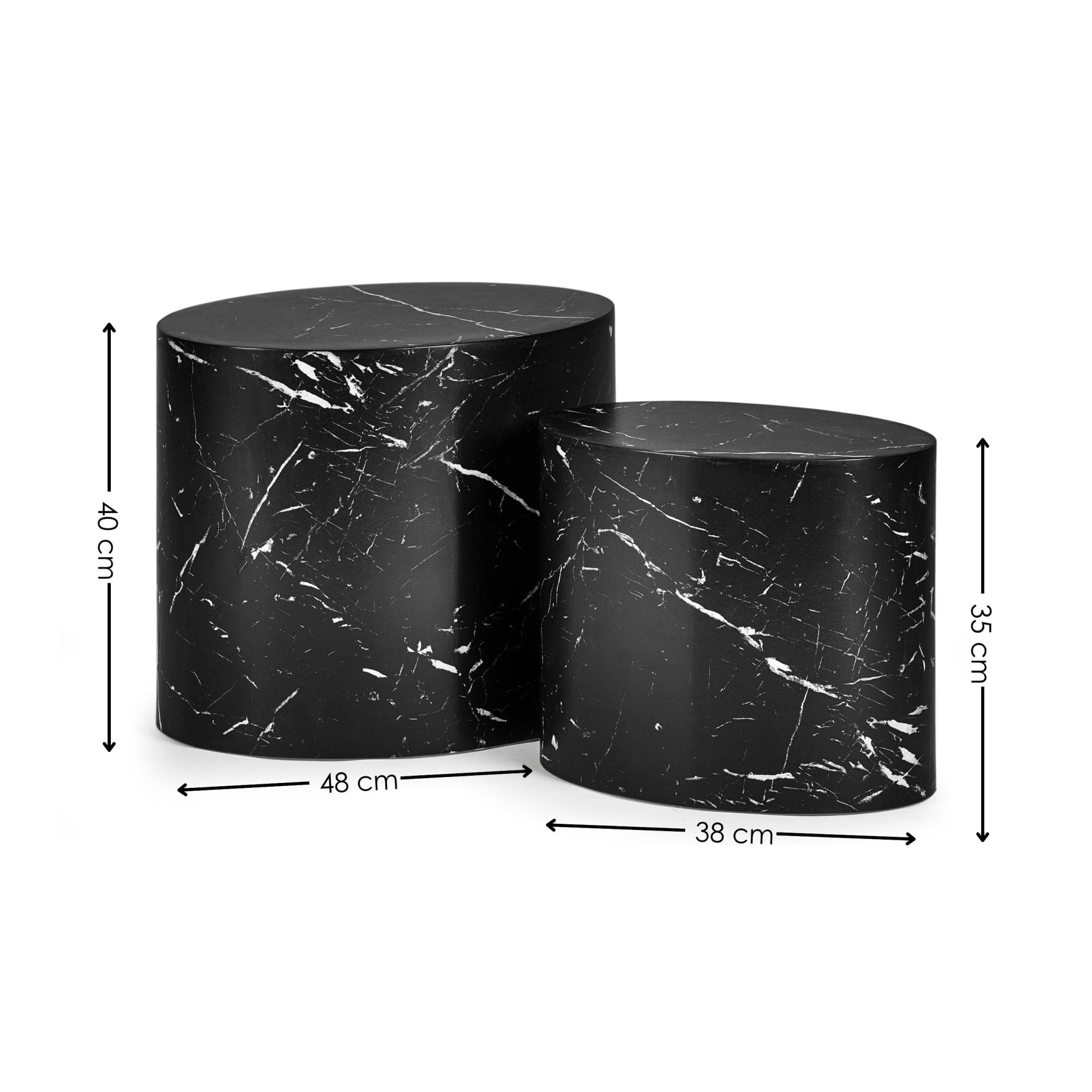 Toba Nest of 2 Black Marble Effect Tables