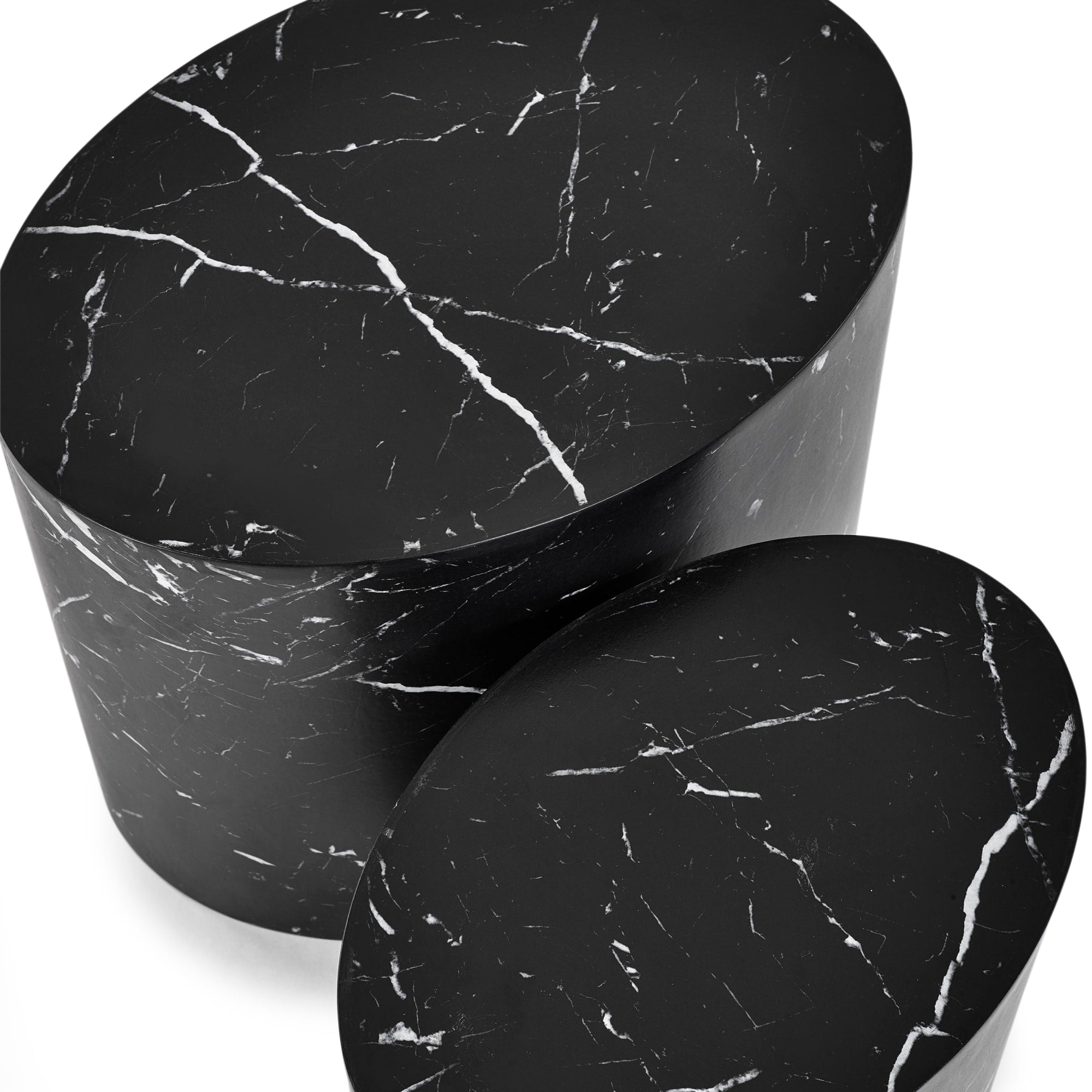 Toba Nest of 2 Black Marble Effect Tables