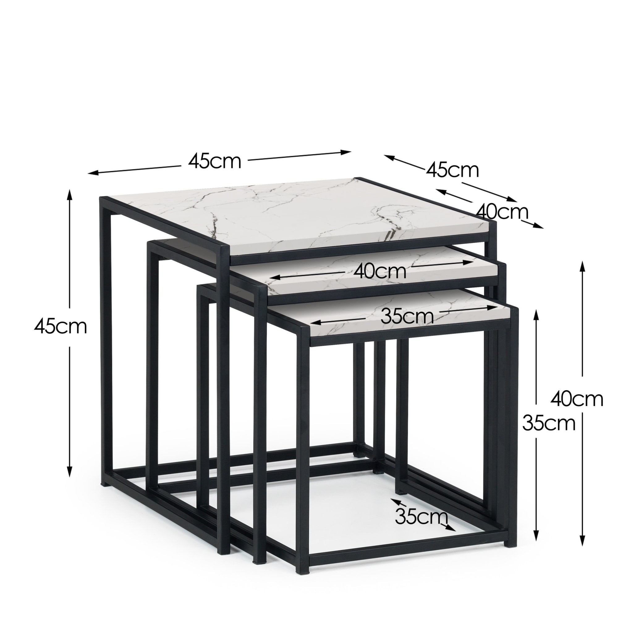 Tribeca Nest Of 3 Tables - White Marble