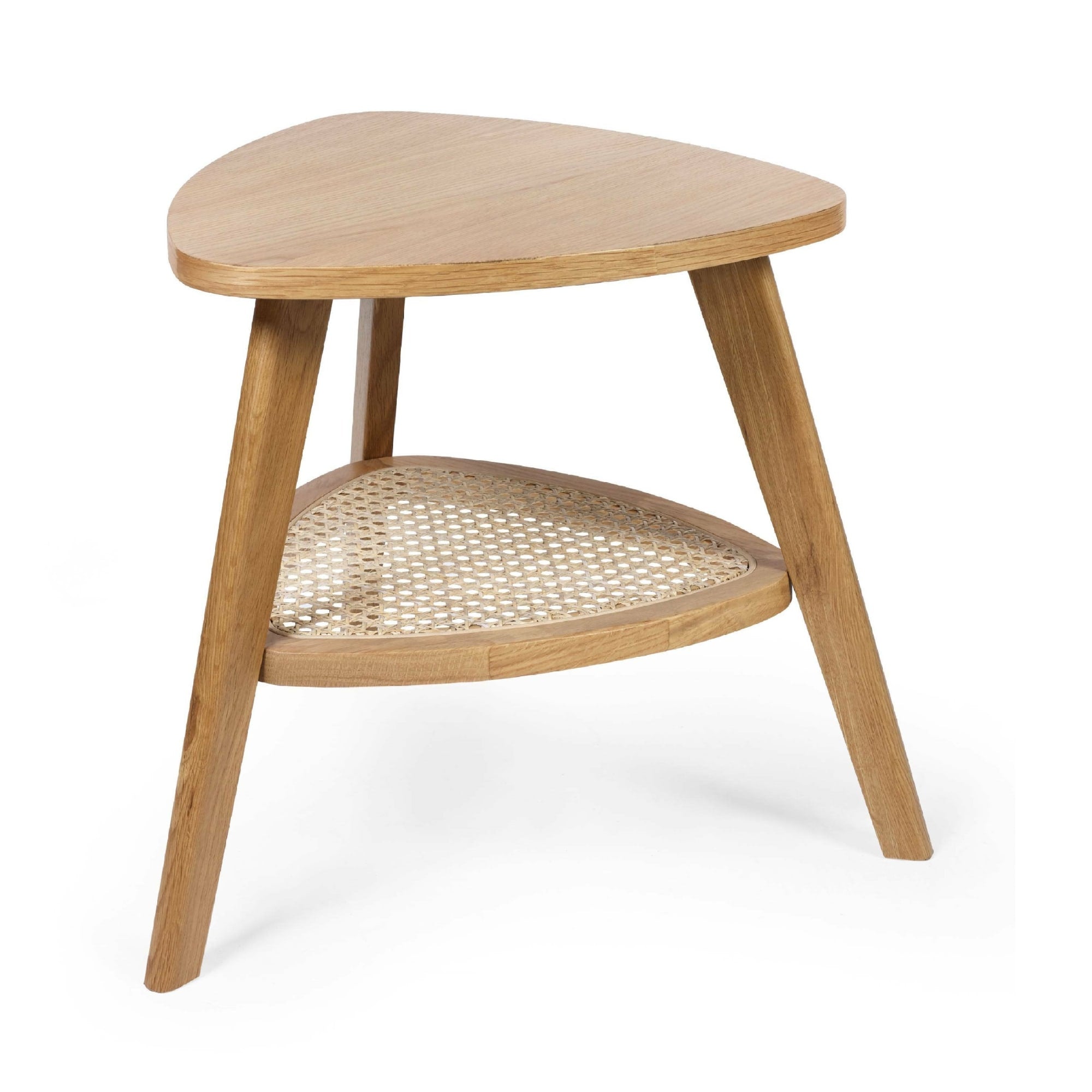 Vera Oak Triangular Side Table with Shelf