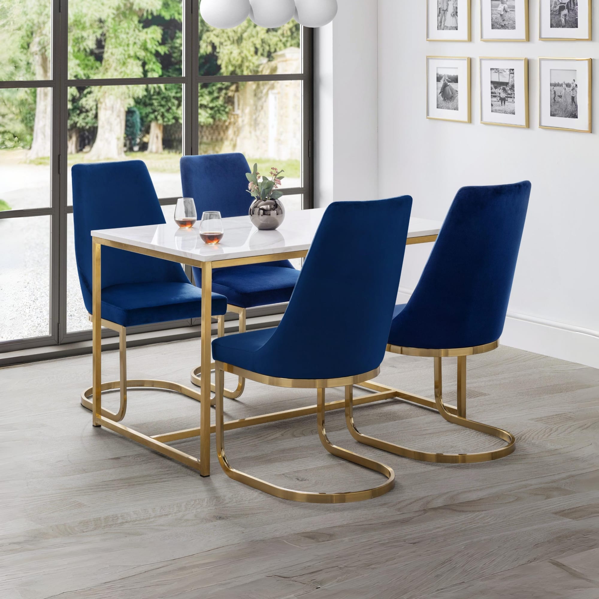 Set Of 2 Vittoria Cantilever Dining Chairs - Blue