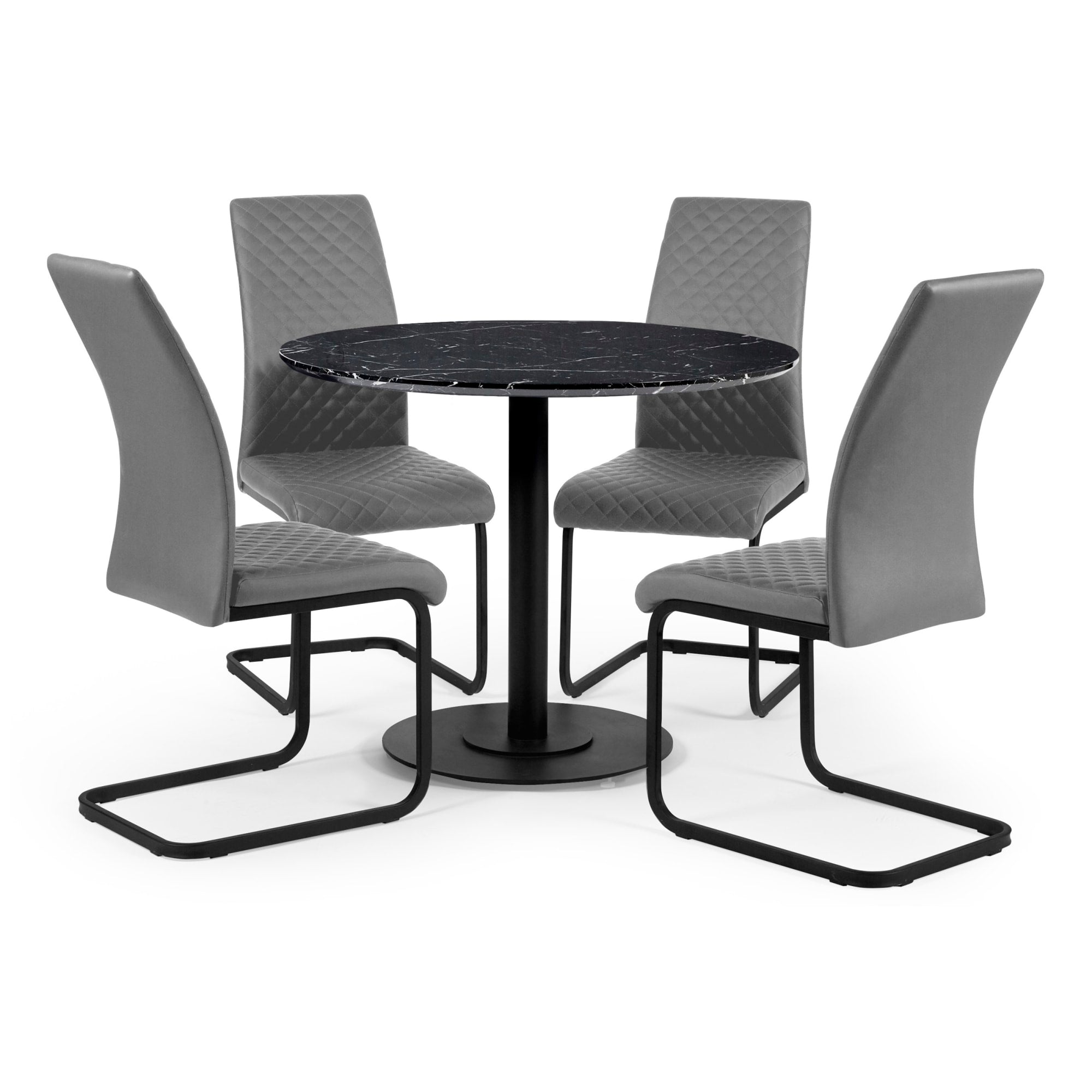 Set of 4 Xavier Grey Upholstered Cantilever Dining Chairs