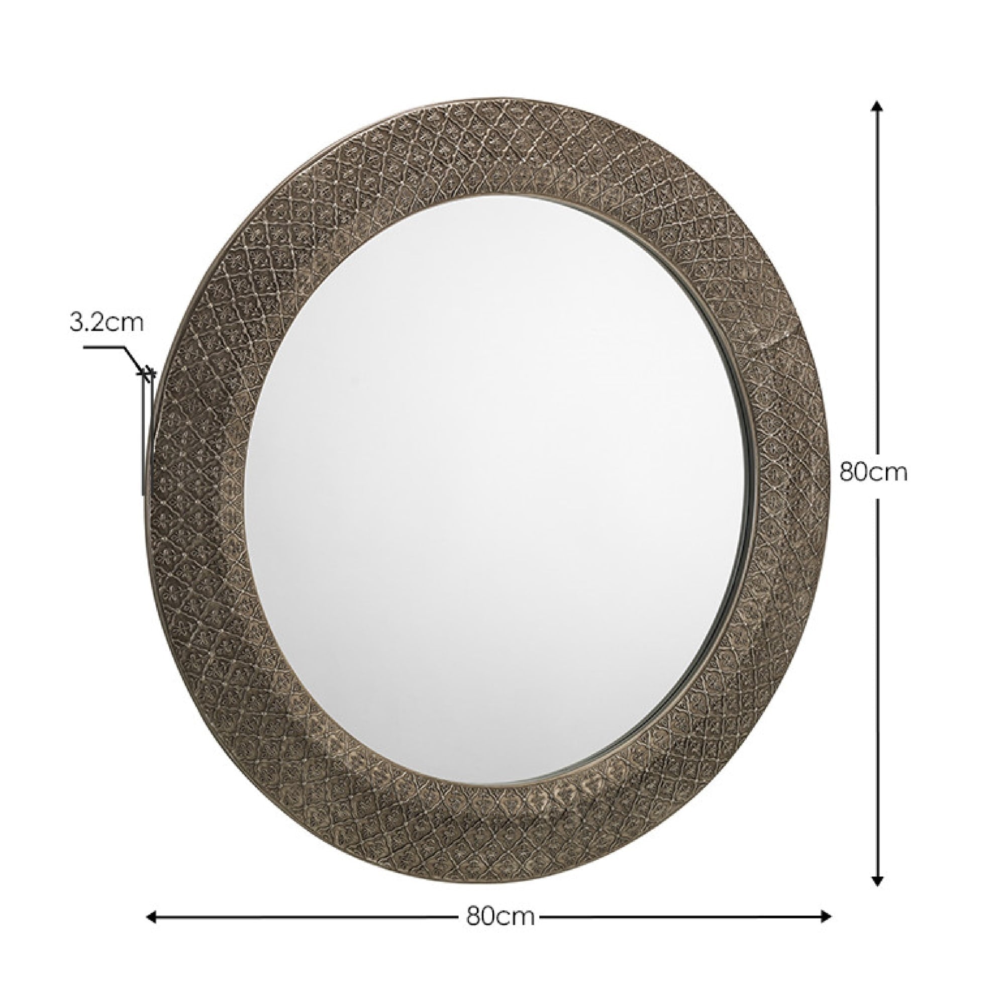 Cadence Large Round Pewter Wall Mirror - Cozyo