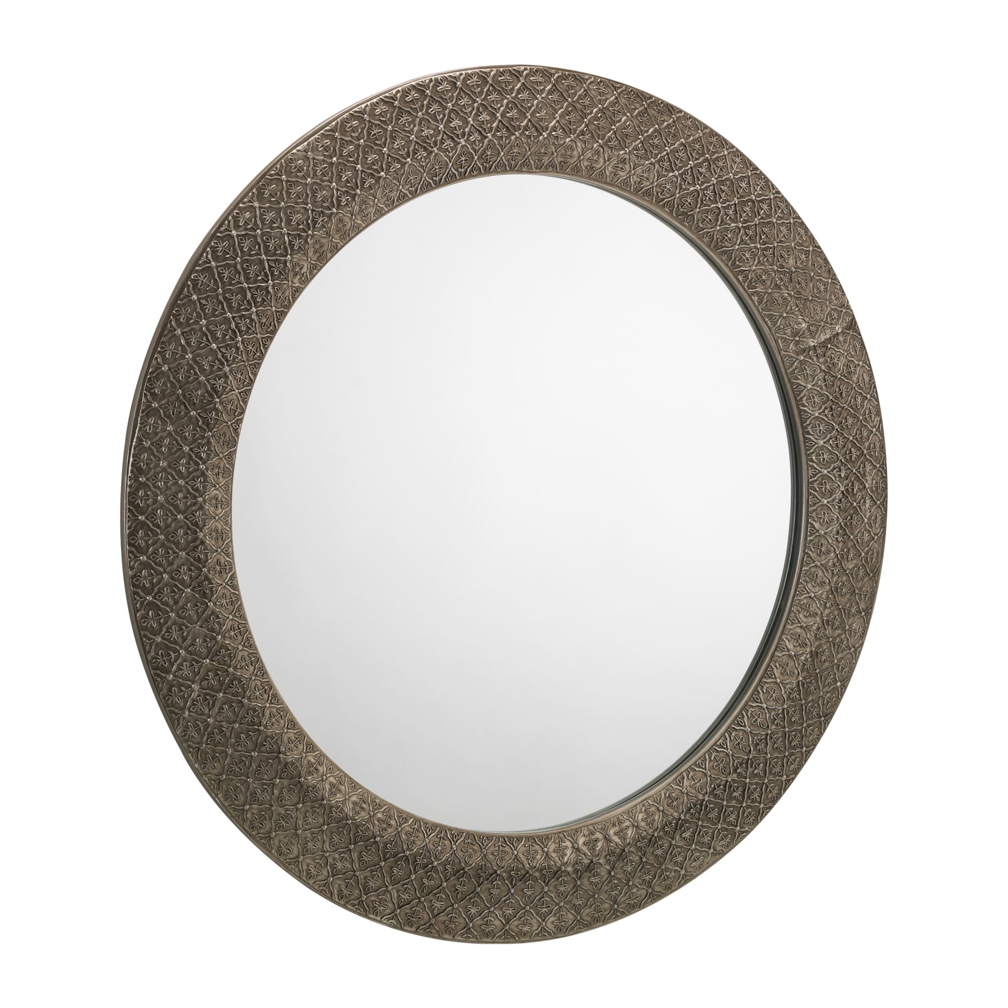 Cadence Large Round Pewter Wall Mirror - Cozyo