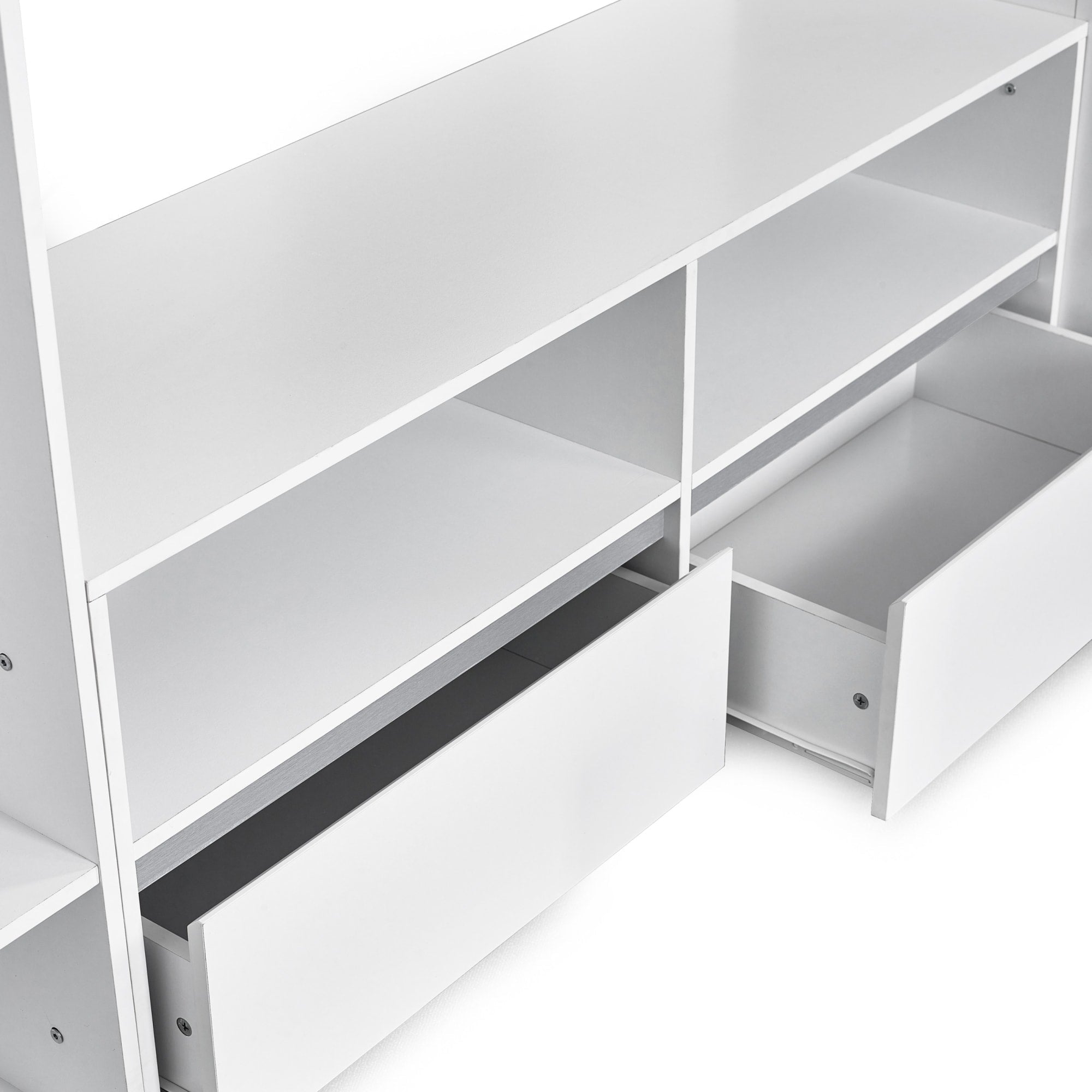 Gaia 90cm Single Highsleeper TV Bed - White and Silver - Cozyo
