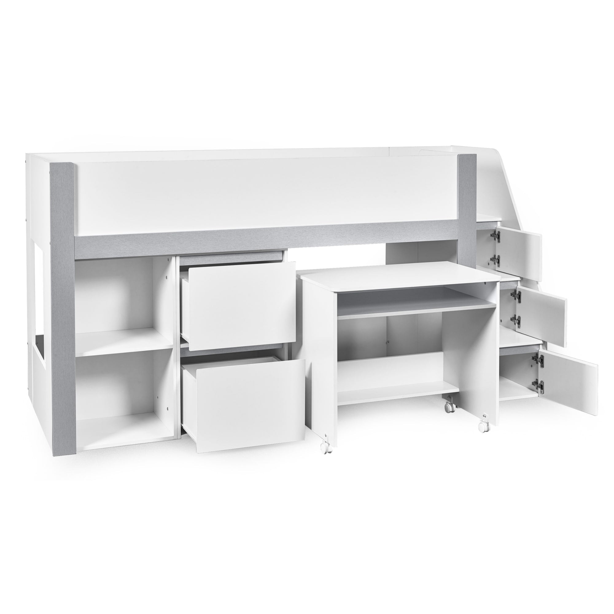 Gaia 90cm Single Midsleeper - White and Silver - Cozyo