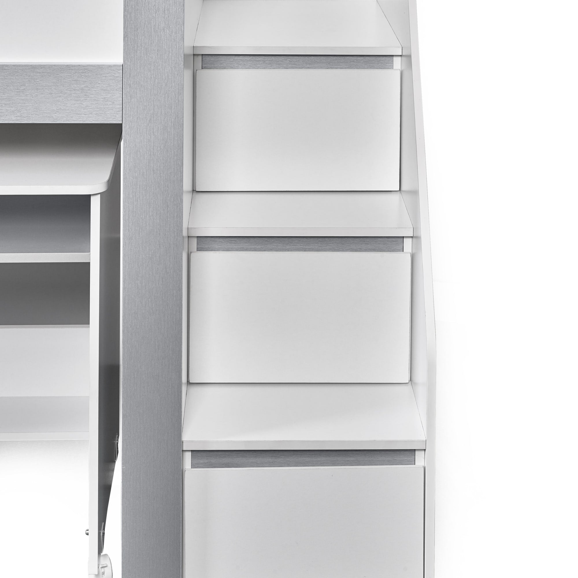 Gaia 90cm Single Midsleeper - White and Silver - Cozyo