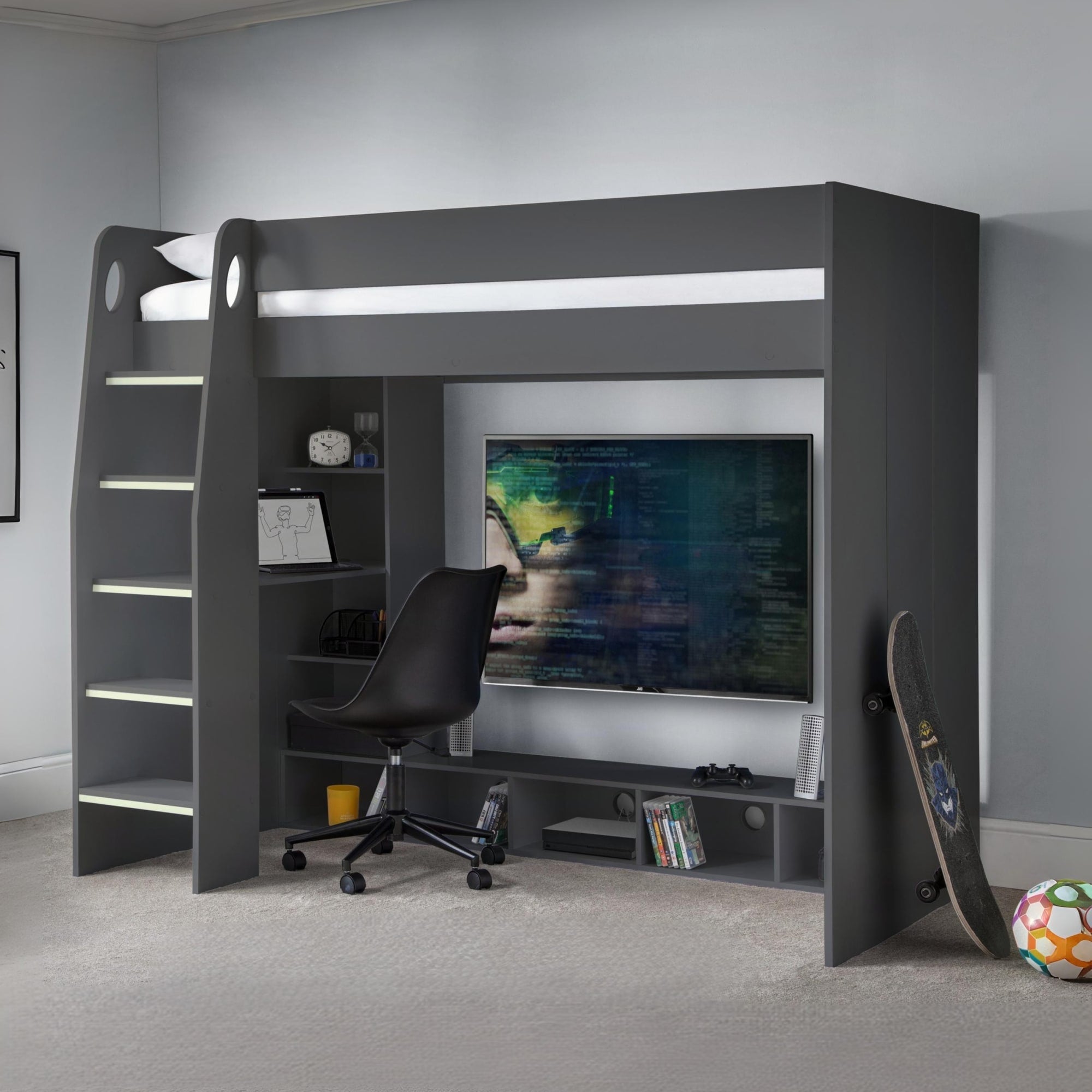 Nebula Gaming Bed With Desk Anthracite - Cozyo