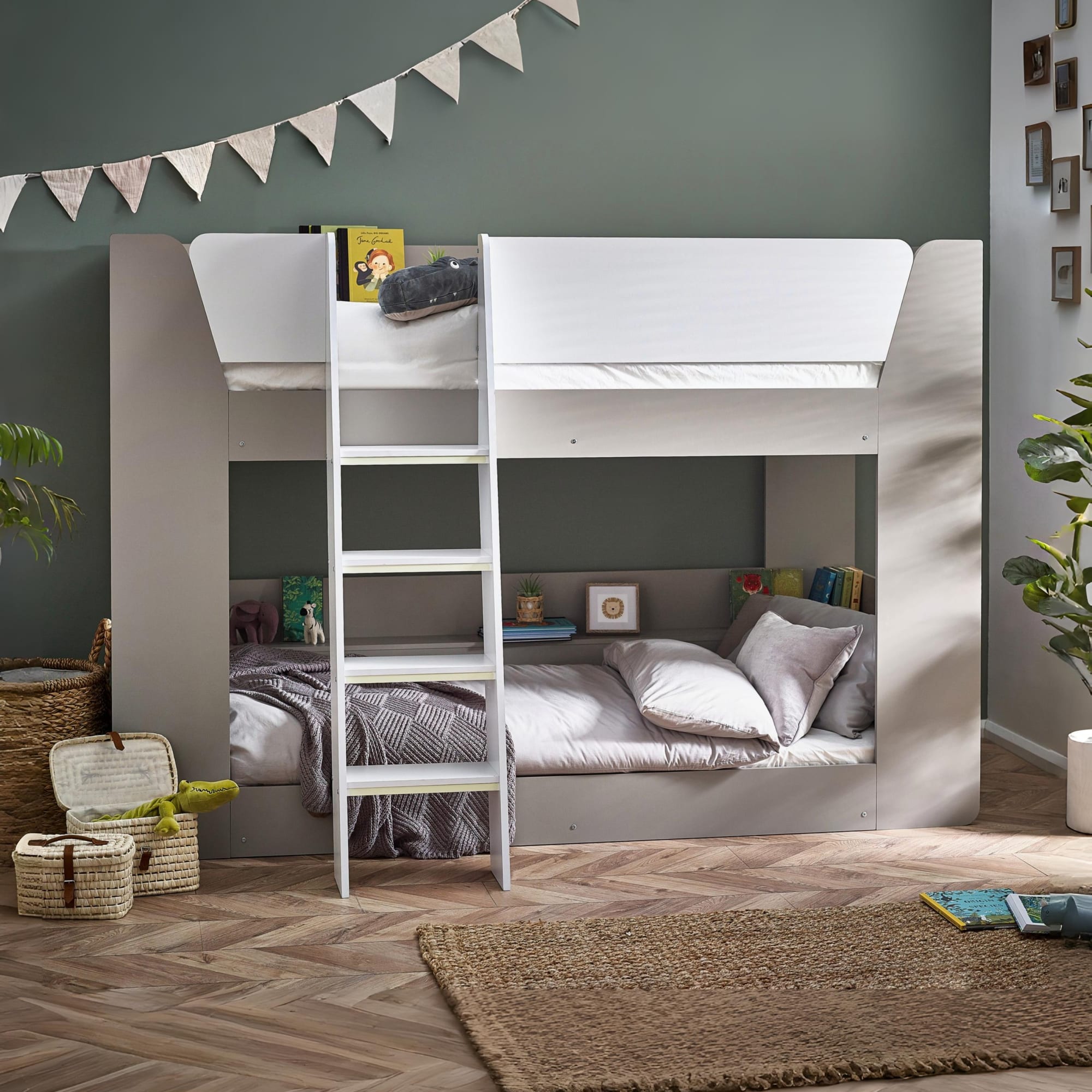Parsec Bunk Bed Taupe & White - Cozyo