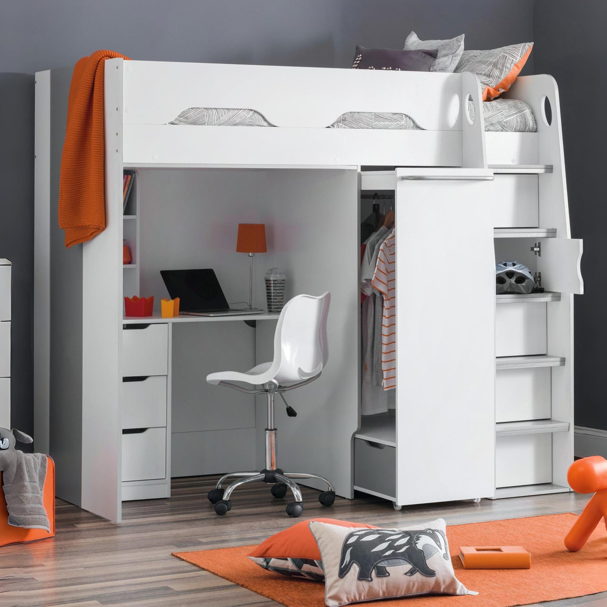 Pegasus Highsleeper White / Silver - Cozyo