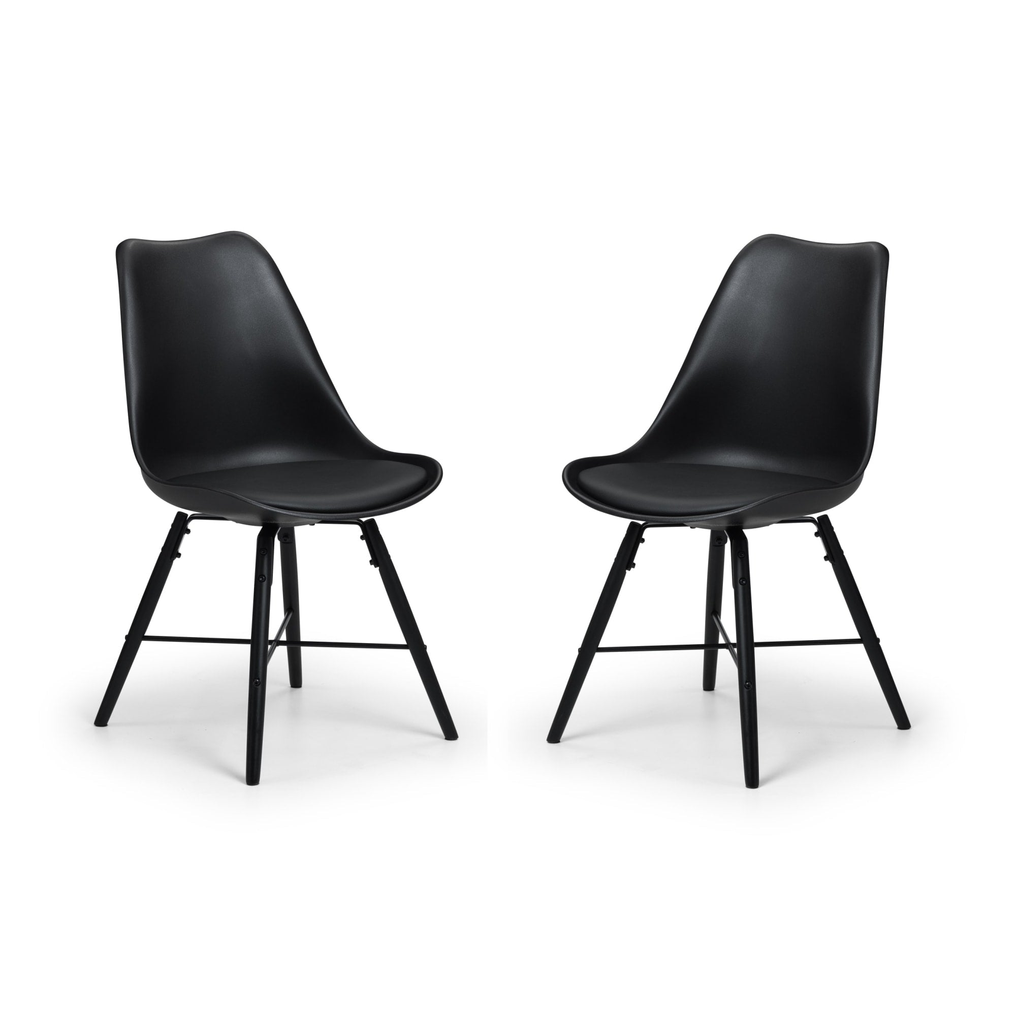 Set Of 2 Kari Dining Chairs - Black Seat & Black Legs - Cozyo