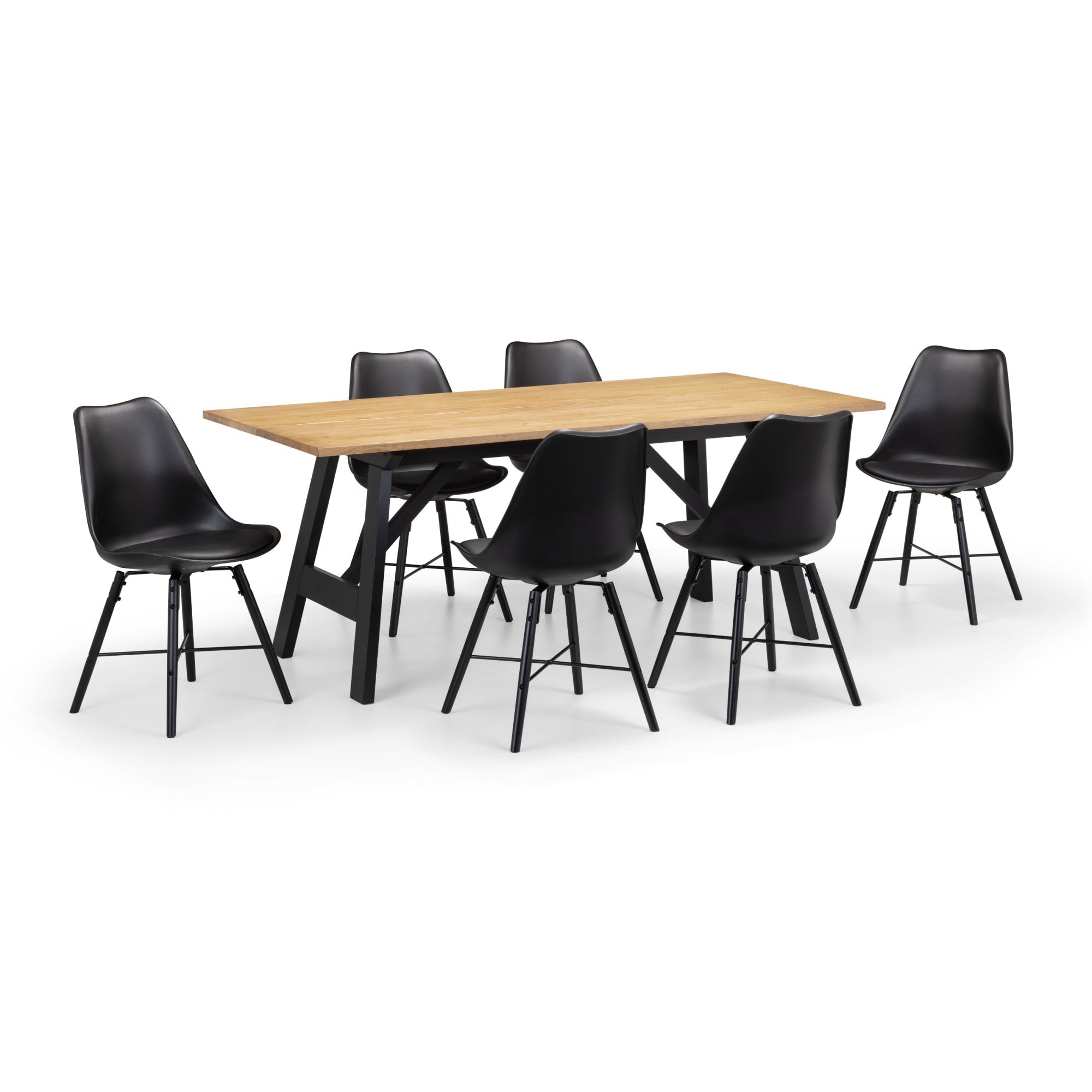 Set Of 2 Kari Dining Chairs - Black Seat & Black Legs - Cozyo