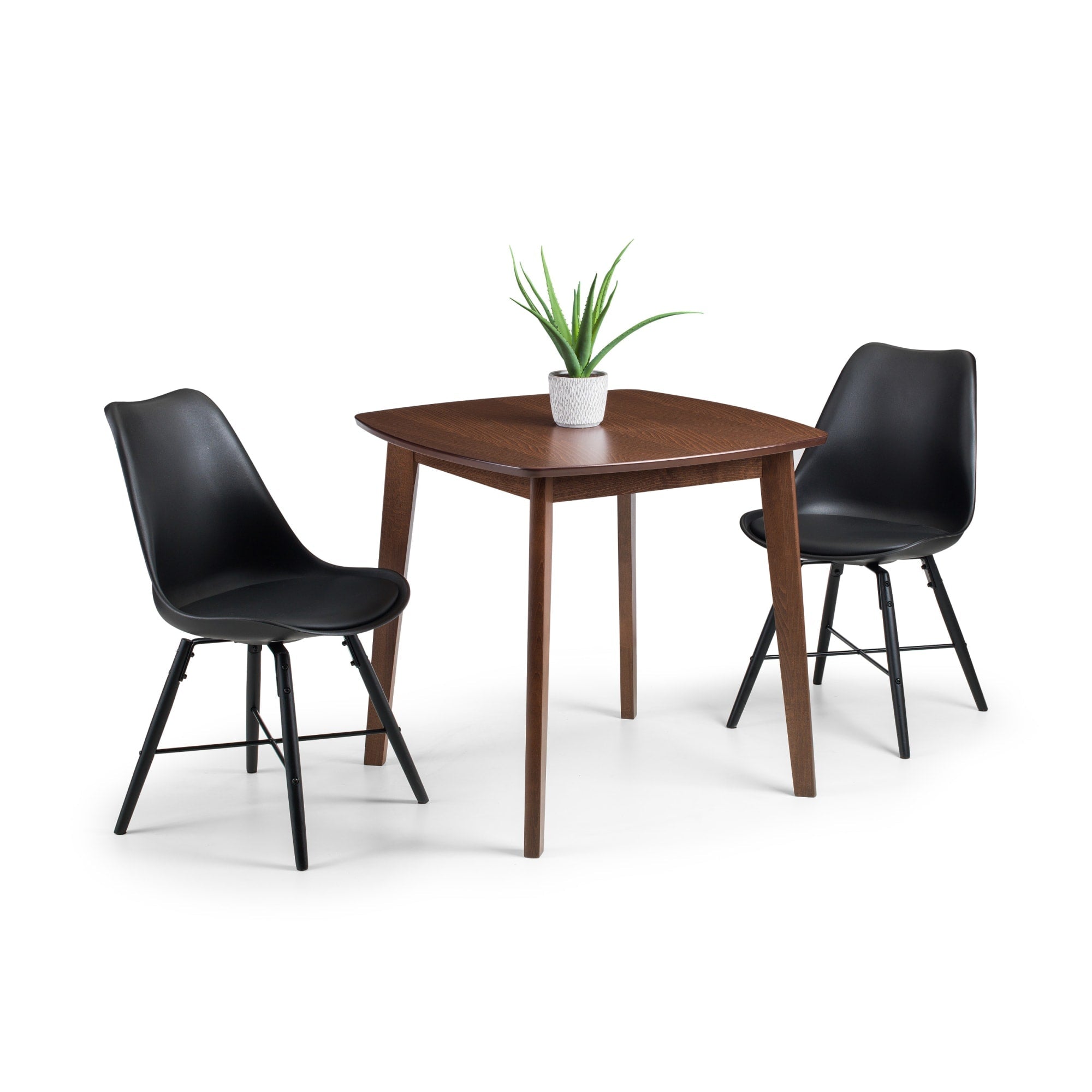 Set Of 2 Kari Dining Chairs - Black Seat & Black Legs - Cozyo