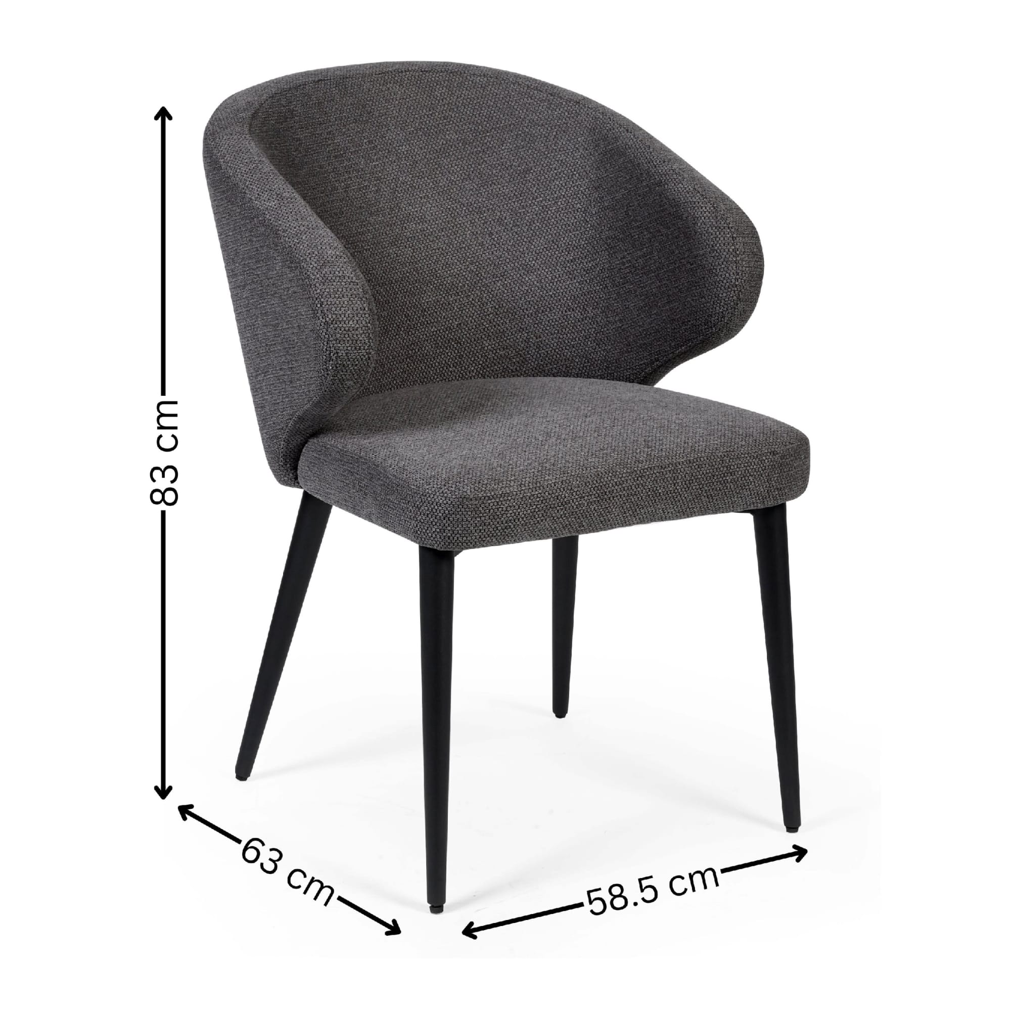 Set of 2 Marcus Mid Grey Fabric Dining Chairs - Cozyo