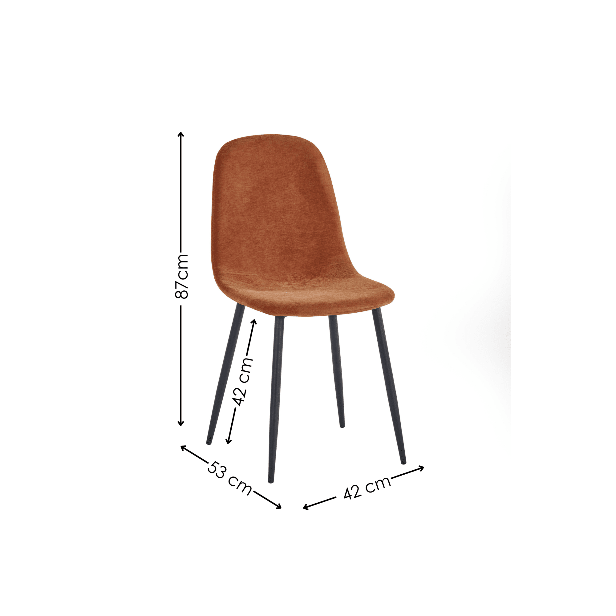 Set of 4 Lottie Orange Chenille Upholstered Dining Chairs - Cozyo